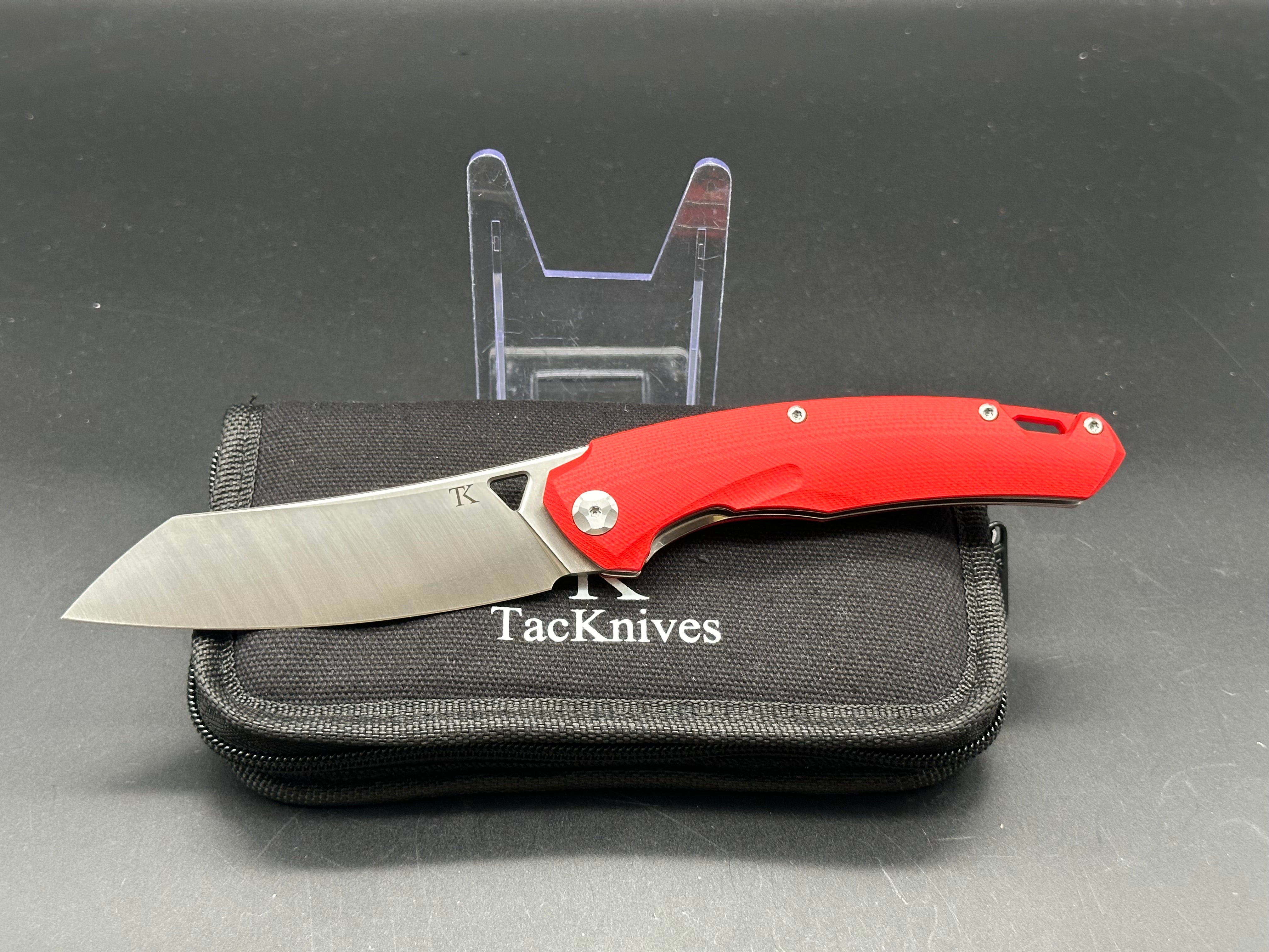TacKnives Red G10 Front Flipper Folding Pocket Knife - Chameleons Series Tactical EDC Knife with Hatchet Blade | Outdoor Camping, Hiking, Survival & Everyday Carry