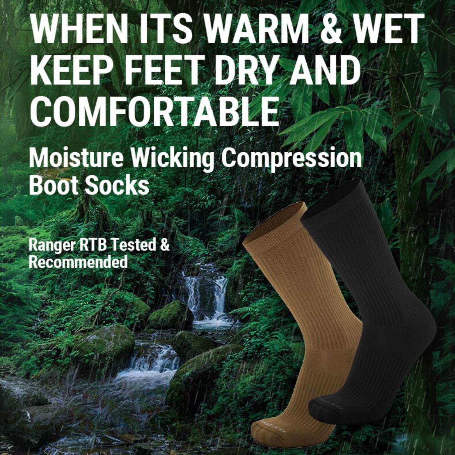 LEGEND Compression Tactical Socks - Moisture Wicking Military Boot Socks for Warm Weather, Mid-Calf Nylon Socks for Hiking, Running & Outdoor Activities