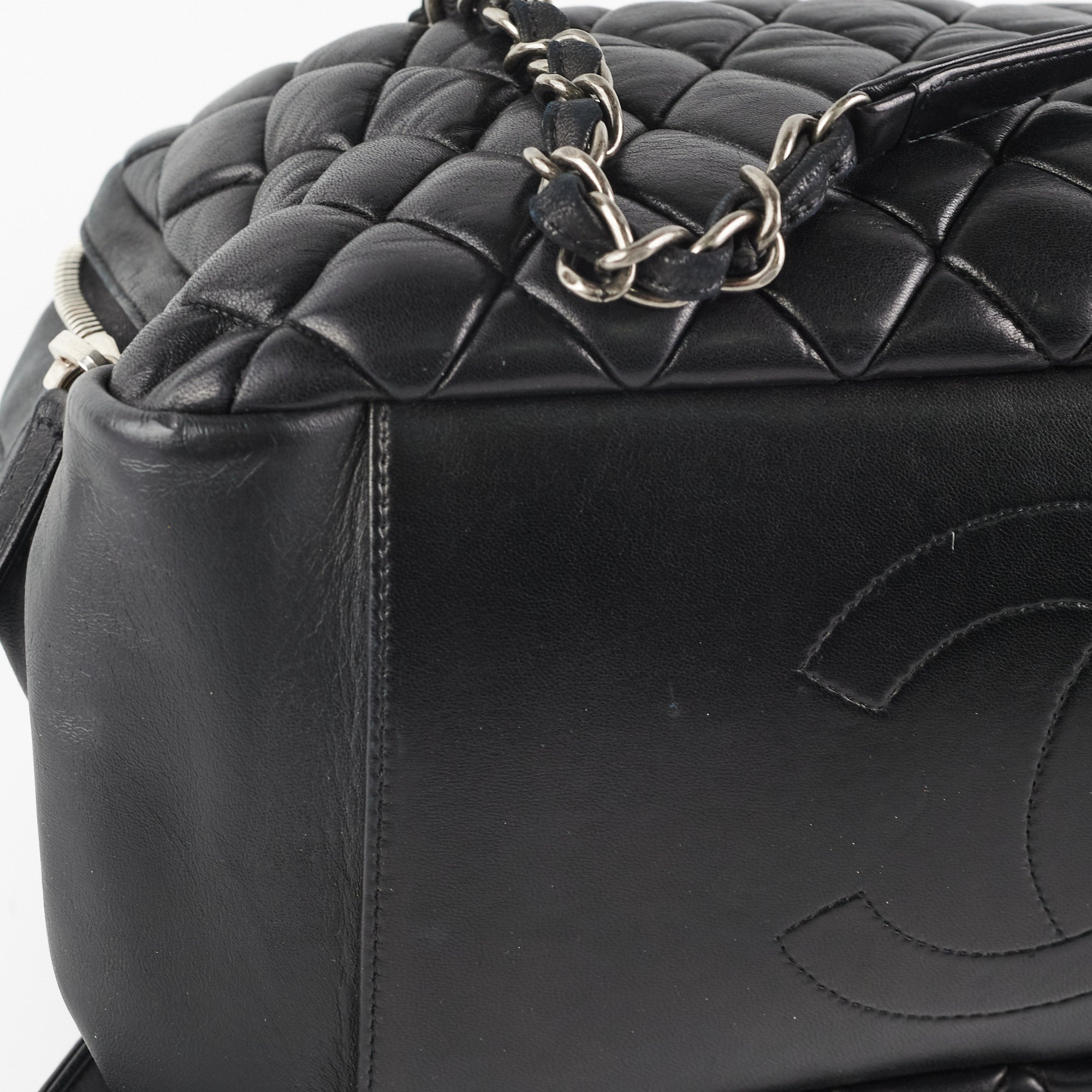 Chanel Quilted Leather Bowling Bag - Classic Black Designer Handbag for Women | Perfect for Work, Travel & Evening Events