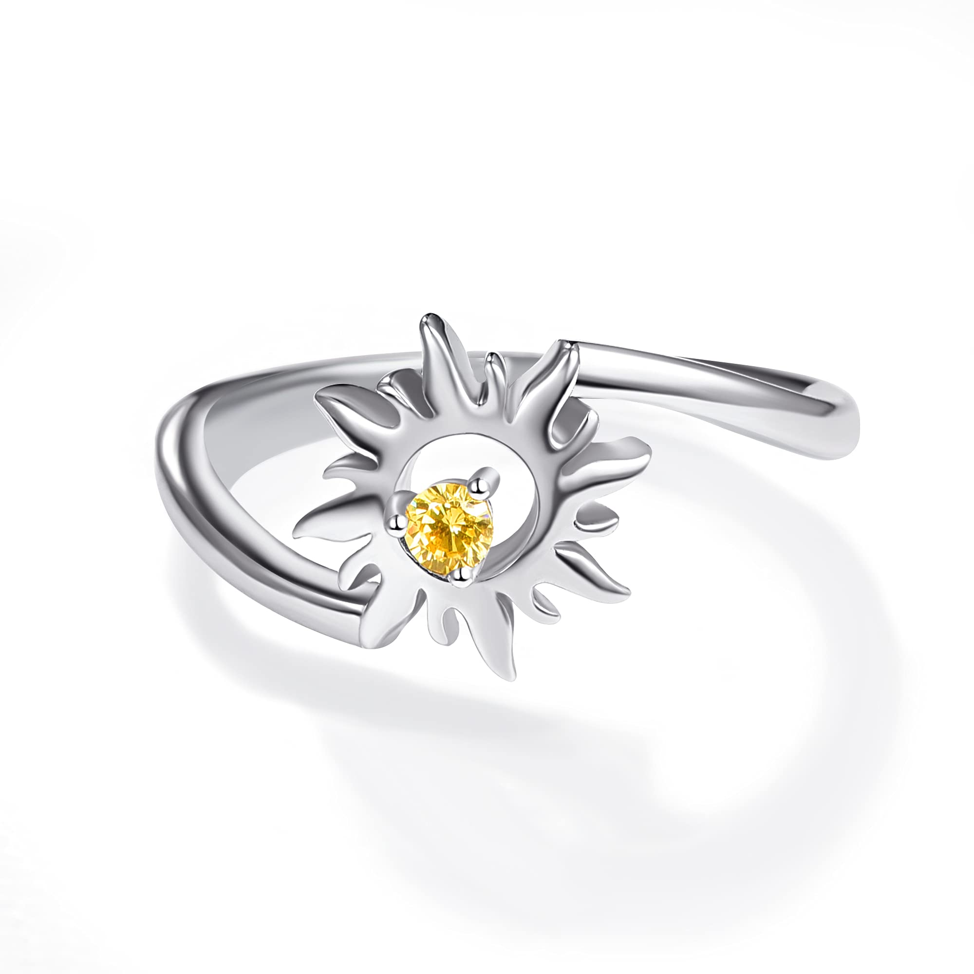 PRAYMOS Sun Rings for Women - 925 Sterling Silver Thumb Rings, Dainty Jewelry Rings Size US7 | Boho Chic Stackable Rings for Everyday Wear, Gift for Her, Wedding & Party Accessories