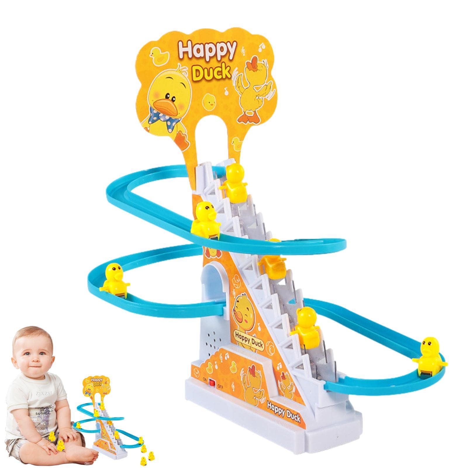 Duck Slide Stairs Climbing Toy for Kids - LED Light & Music Indoor Play Set with Assembling Tracks - Fun Educational Home Decor for Toddlers (Perfect for Birthday Gifts & Playroom Activities)