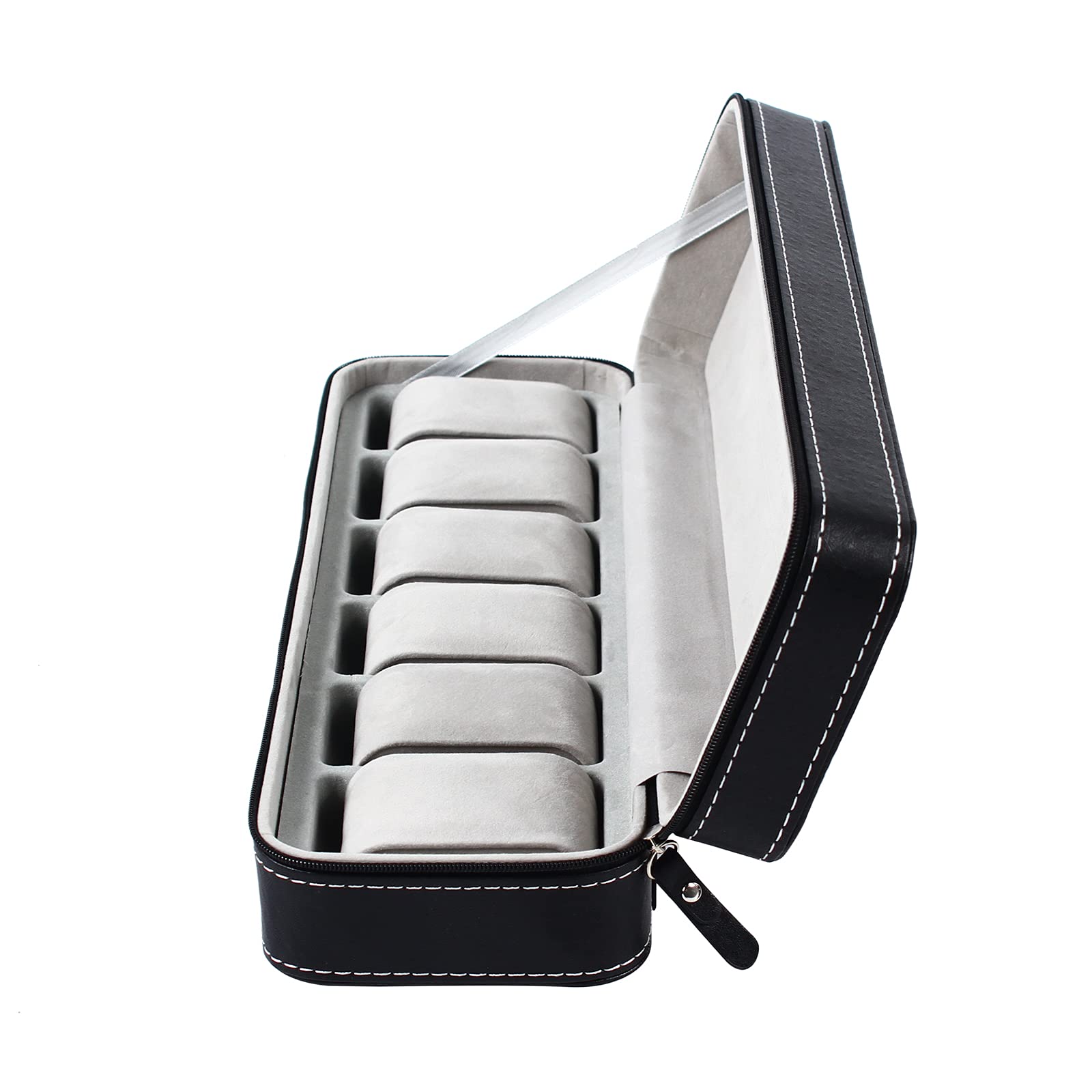 6/10/12 Slot Leather Watch Box - Portable Travel Jewelry Organizer with Zipper Case for Men & Women | Perfect for Watch Collectors, Business Travel & Home Storage