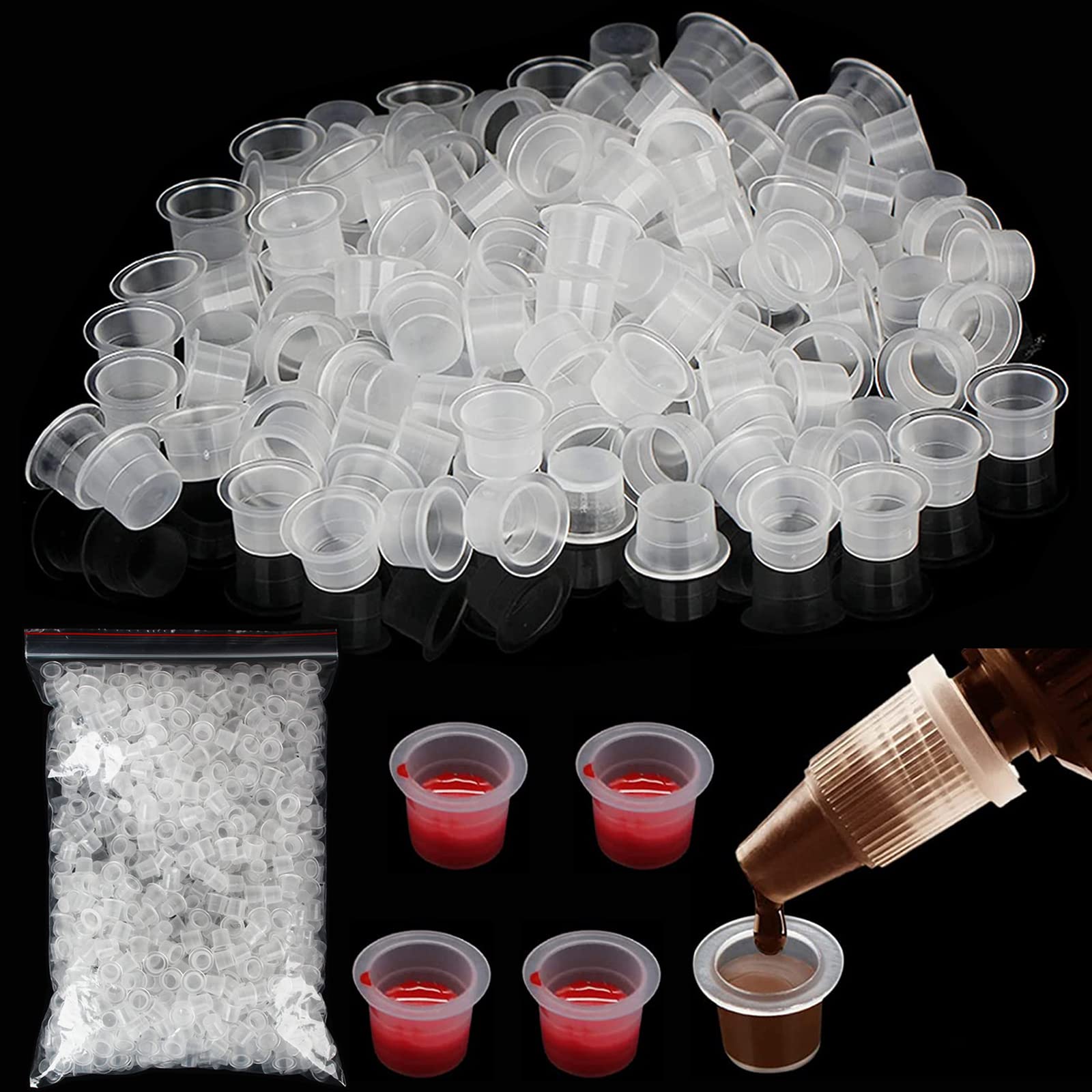 Lyuxzad 1000Pcs Small Pigment Ink Caps - Microblading Ink Cups for Permanent Makeup, Tattoo & Eyebrow Pigment Storage - Durable Ink Container Caps (Small Size, 1000 Pieces) - Perfect for Tattoo Artists, Microblading Professionals & Cosmetic Studios