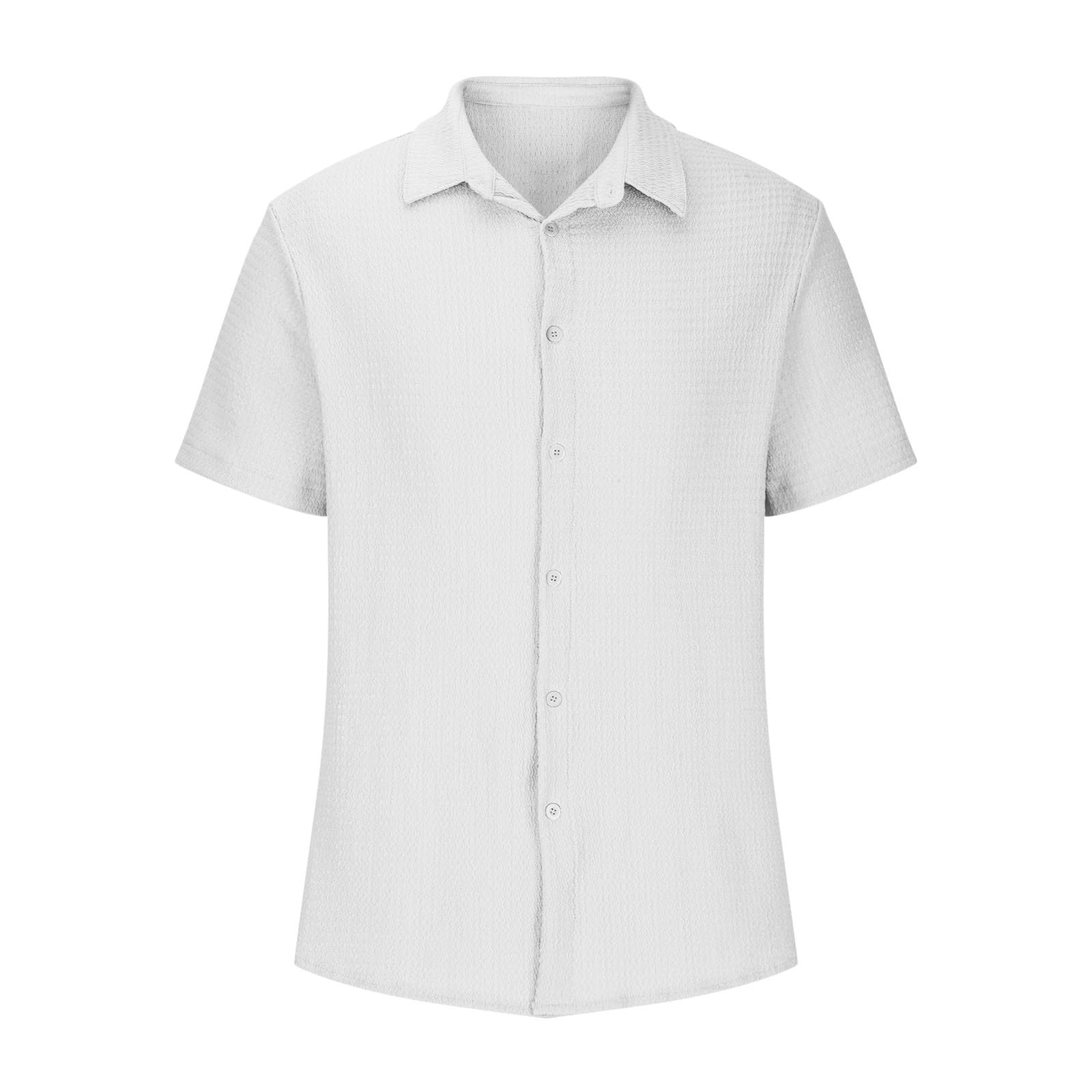 Men's Cotton Linen Short Sleeve Button Down Shirt - Breathable Business Casual Dress Shirt for Summer | Office Wear & Beach Vacation Hawaiian Style Top