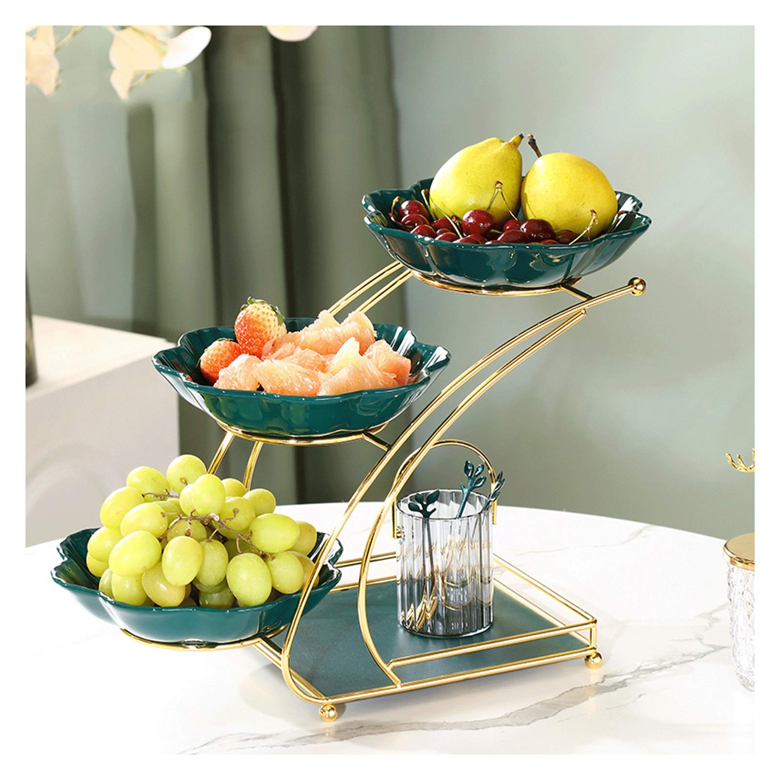3-Tier Fruit Basket Organizer - Multi-Level Kitchen Fruit Bowl for Serving Vegetables & Fruits | Durable Fruit Dish Holder for Kitchen, Living Room, Dining Table | Perfect for Entertaining, Healthy Snacking & Home Decor (Color: A)
