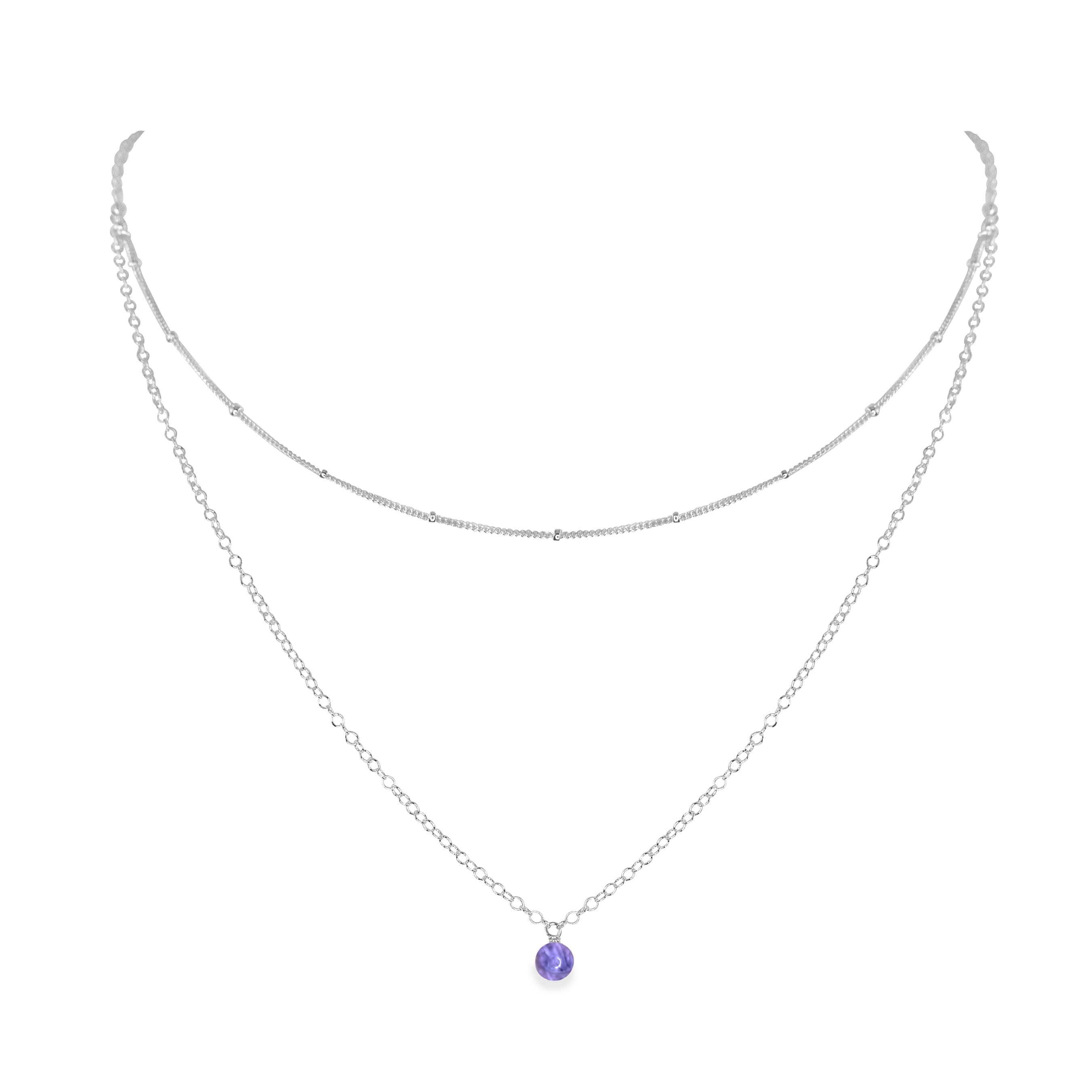 Tanzanite Gemstone Layered Choker Necklace for Women - Elegant Dainty Chain Jewelry for Party, Wedding & Everyday Wear