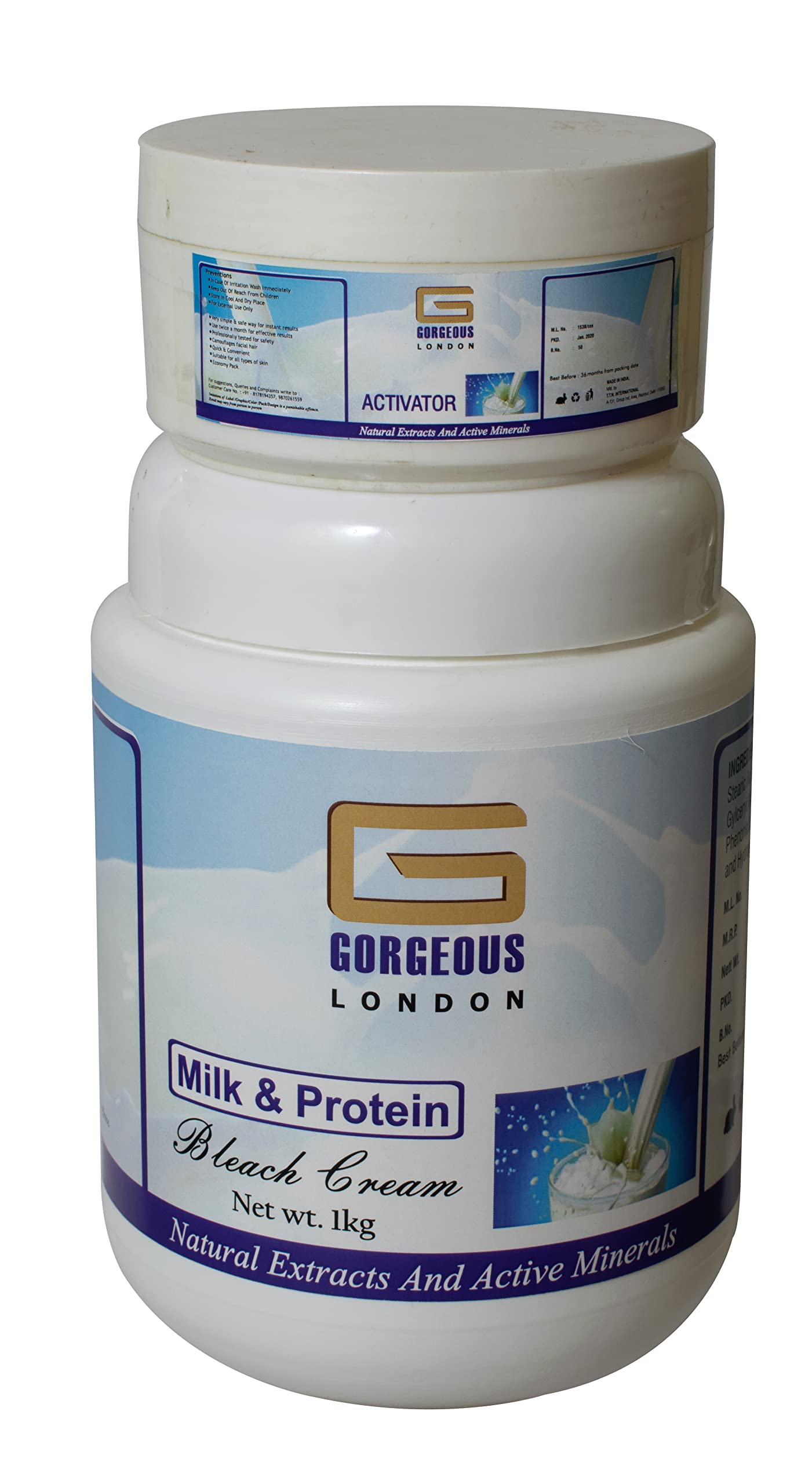 London Milk & Protein Bleach Cream 1kg - Natural Extracts & Active Minerals for Skin Brightening & Whitening | Perfect for Dark Spot Treatment & Even Skin Tone at Home
