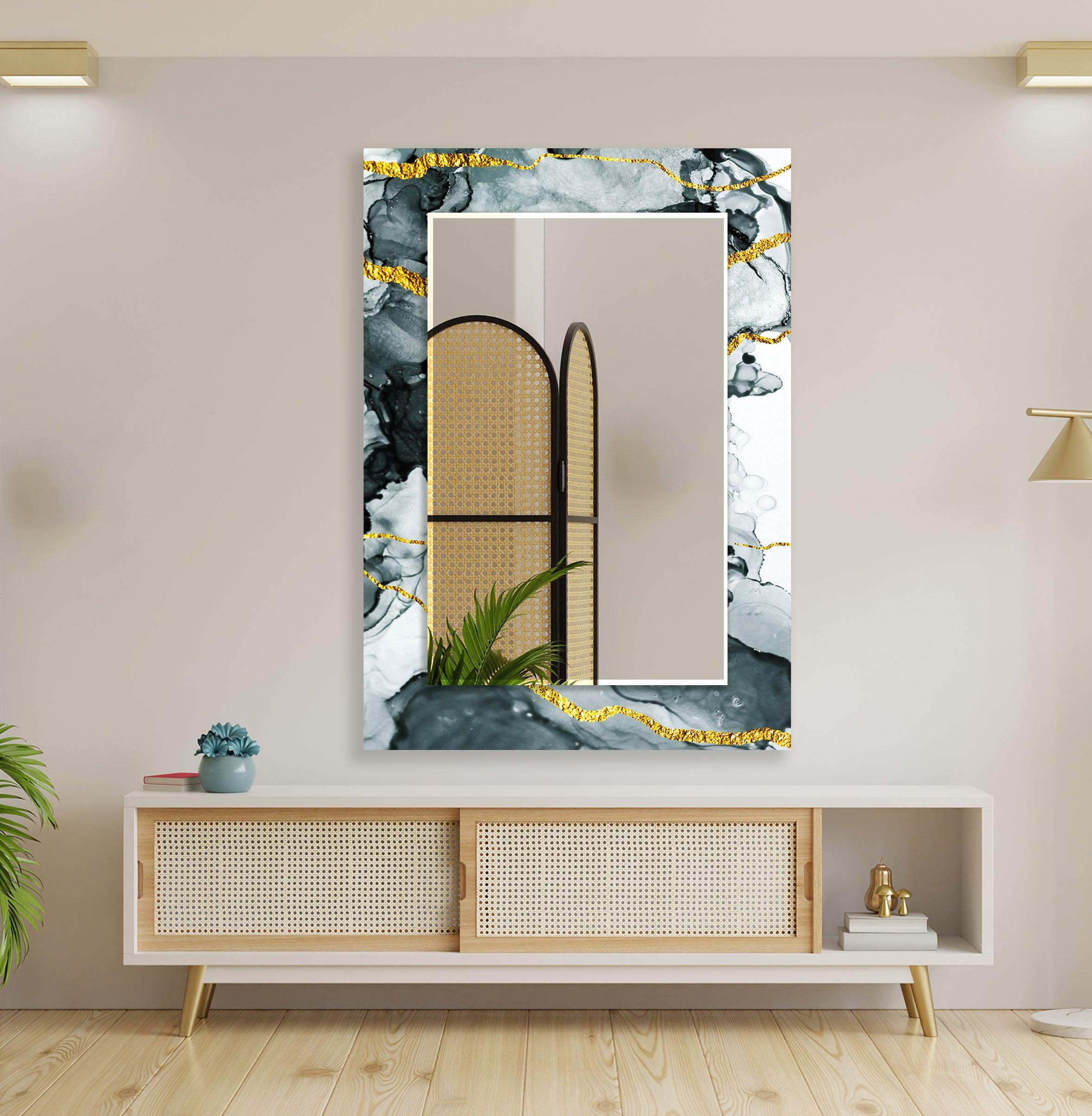Elegant Black & Silver Golden Wall Mirror - Modern Home Decor for Living Room, Bedroom, or Entryway - Perfect for Enhancing Space & Style