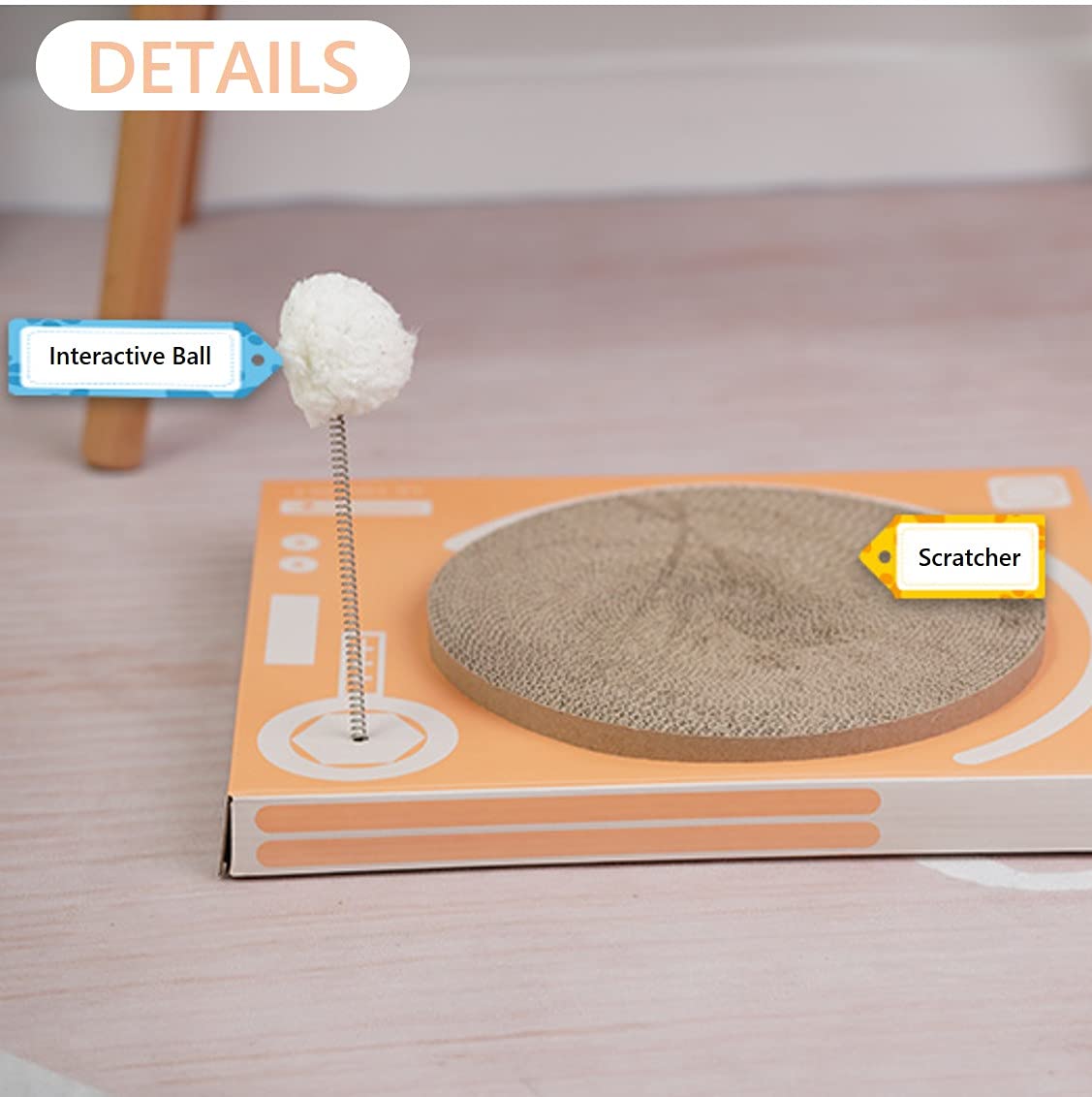 DJ-Shaped Cardboard Cat Scratcher Pad - Durable Scratching Toy & Lounge Bed for Cats - Perfect for Playtime, Napping & Protecting Furniture