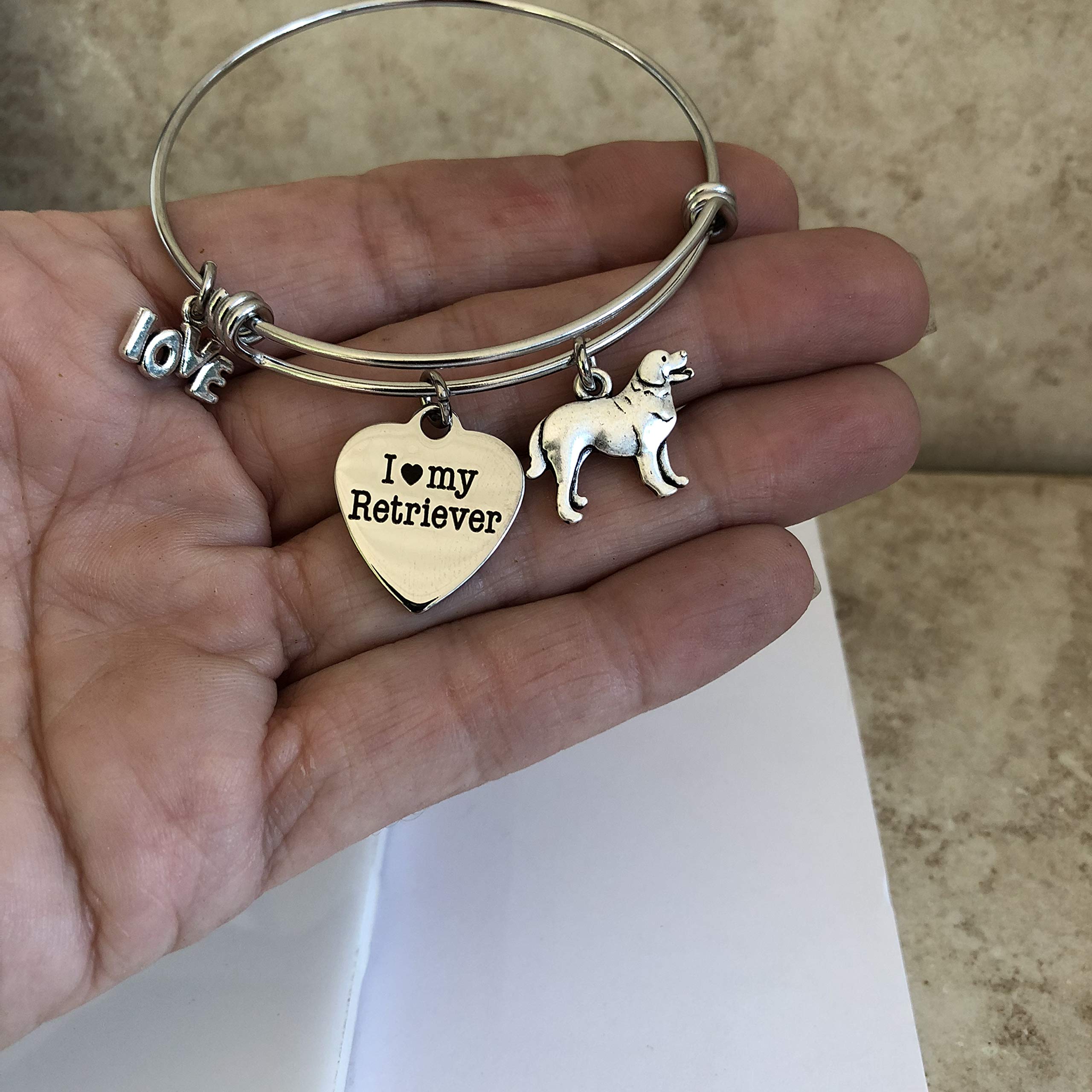 Golden Retriever Dog Bracelet | Labrador Retriever Charm Bangle - Adjustable Expandable Pet Jewelry for Small to Medium Dogs - Perfect Gift for Dog Lovers & Daily Wear