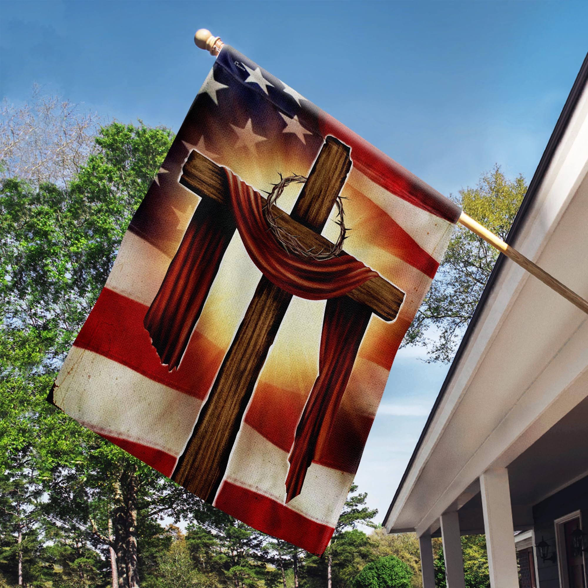 Christian Cross Flag 30x40 Inch - Double Sided Heavy Duty Canvas American Christian Decorations for Indoor & Outdoor Use - Perfect for Home, Church, and Garden Display