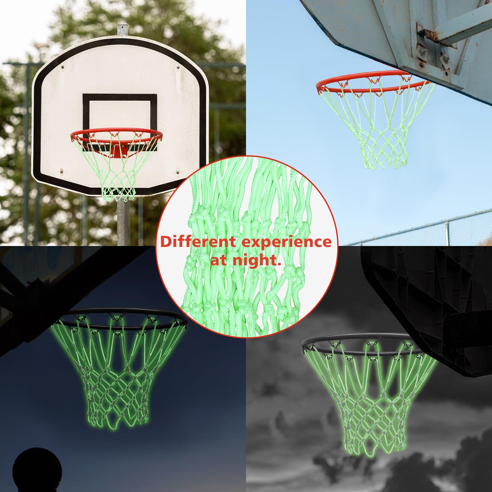 Glow in The Dark Basketball Net - LED Light Up Basketball Hoop Accessory for Outdoor & Indoor Play - All Weather Durable Replacement Net - Perfect for Night Games, Backyard, Driveway & Court Fun