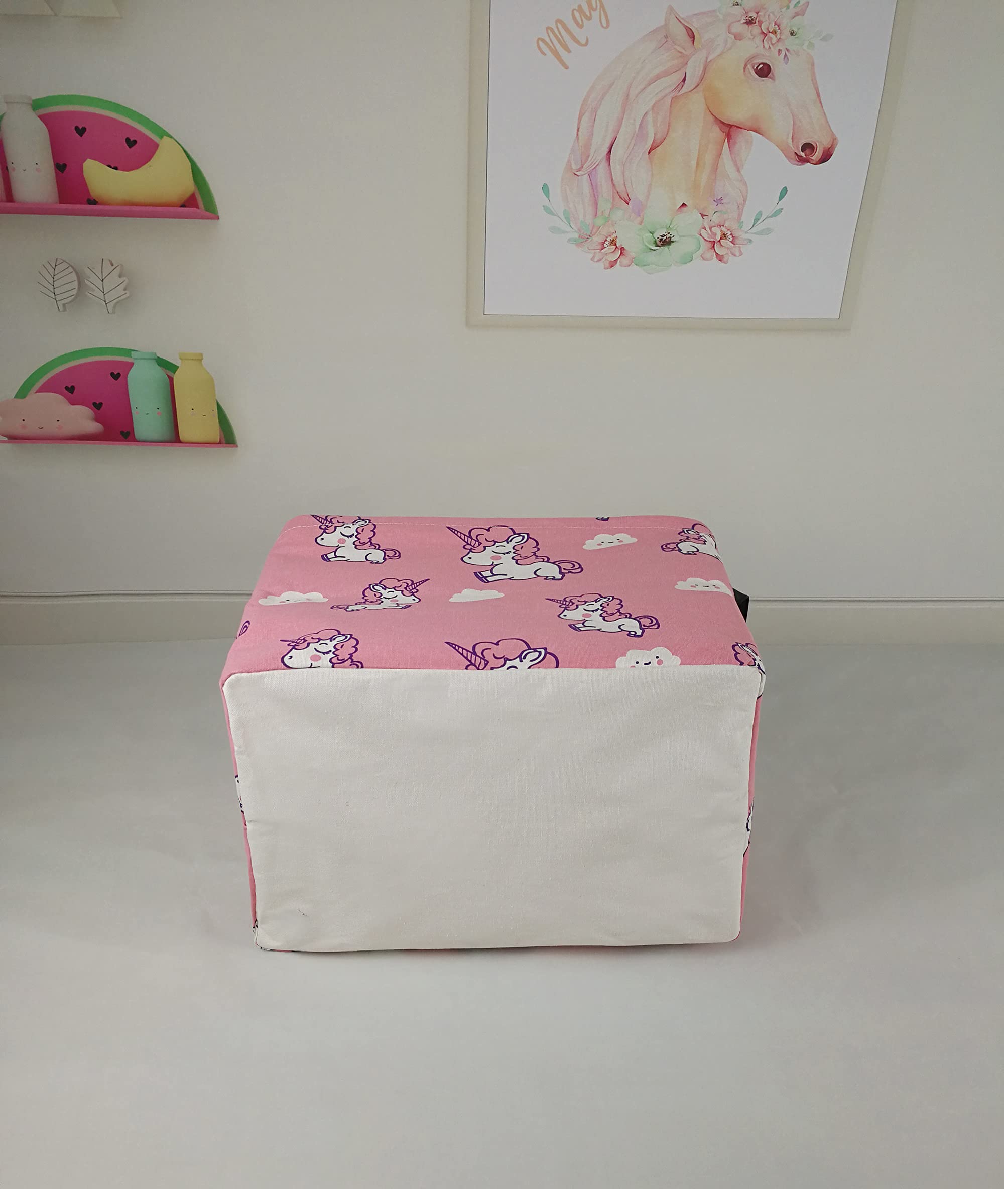 Waterproof Rectangle Toy Storage Bin - Nursery Hamper, Kids Bedroom Organizer, Laundry Basket & Home Decor Shelf (Pink Unicorn) | Perfect for Baby Gifts, Closet Organization & Playroom Storage
