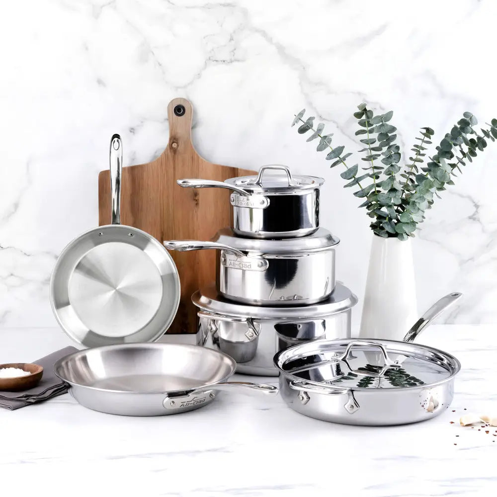 All-Clad D3 Stainless Steel 10-Piece Cookware Set - Premium Kitchen Essentials for Professional & Home Cooking