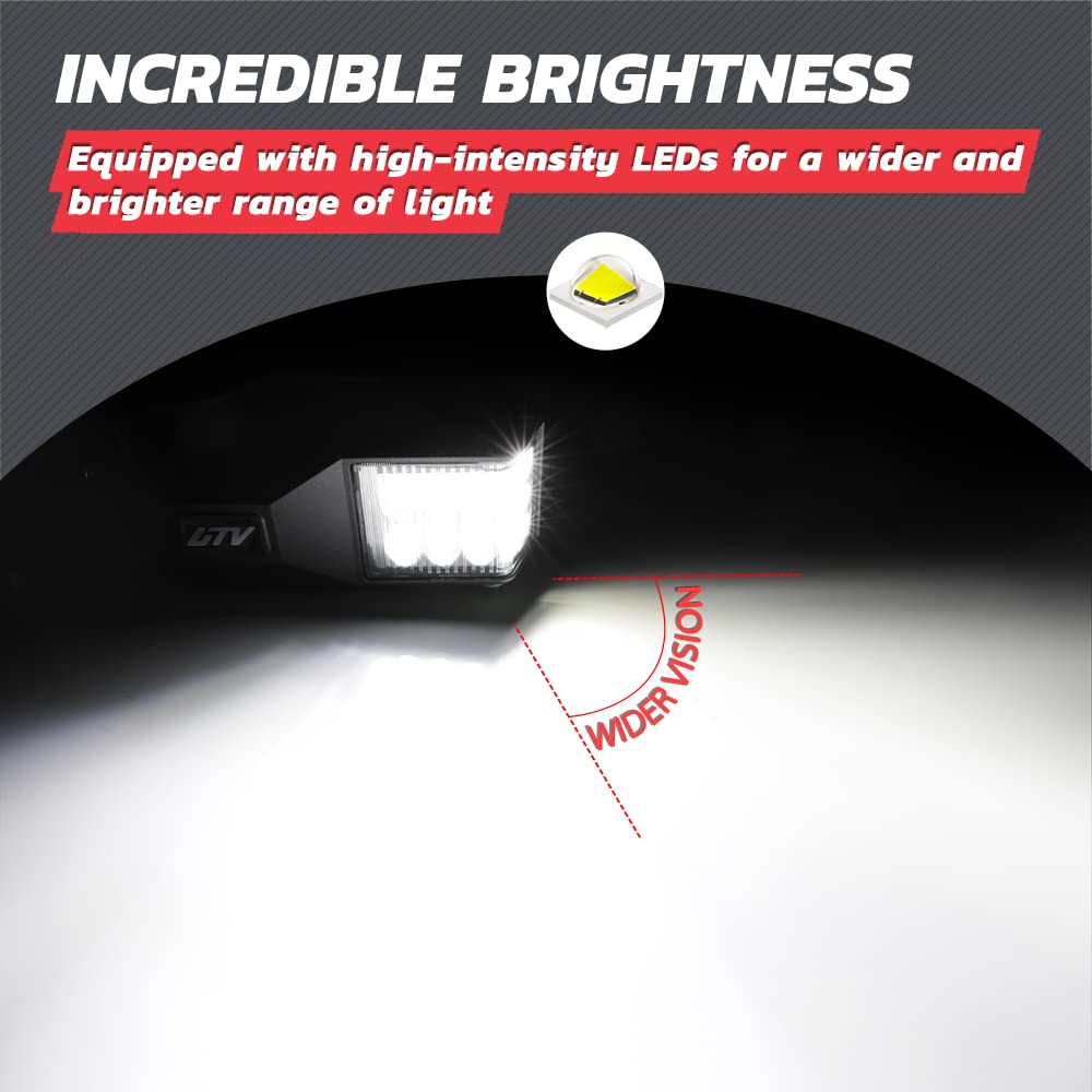 Lumimotor UTV Side View Mirrors with LED Lights - Aluminum Alloy Rearview Mirrors Compatible with Polaris Ranger, Can-Am Defender & Maverick Trail - Perfect for Off-Roading, Hunting & Farm Work