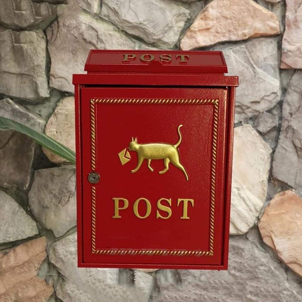 Outdoor Wall Hanging Mailbox - Red Newspaper & Letter Box for Home & Community