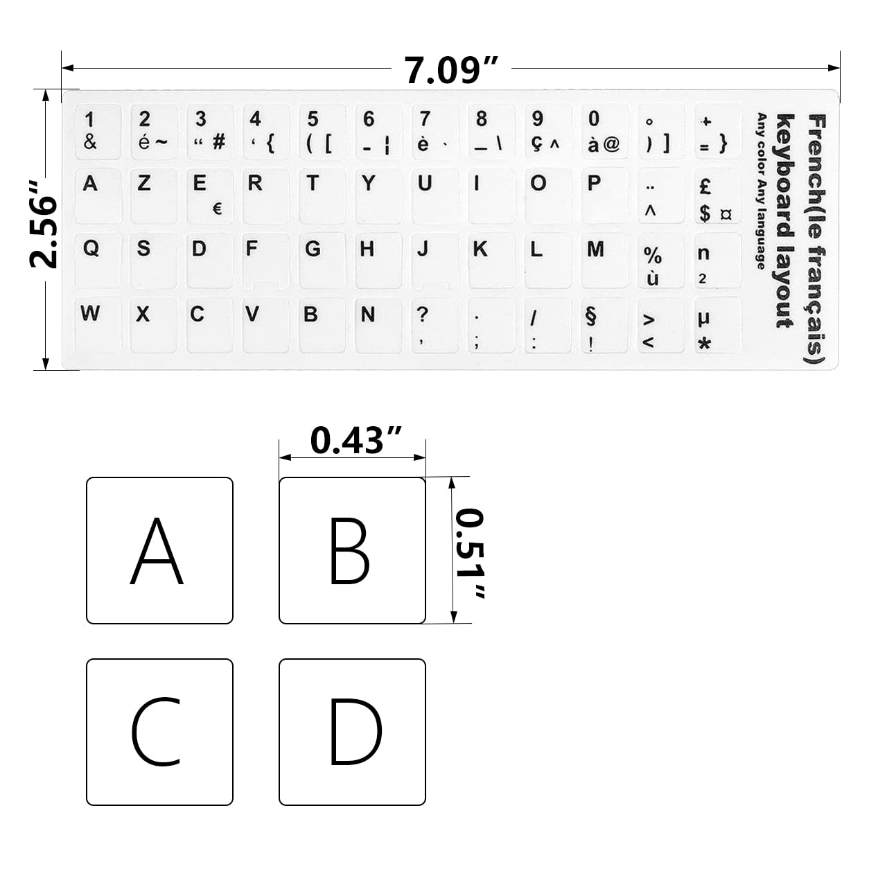2Pcs French Keyboard Stickers - White Background with Black Letters, Compatible with Laptop, Computer, Notebook & Desktop | Perfect for Typing Practice, Language Learning & Office Use