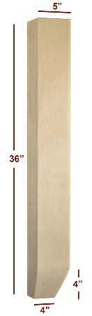 Massive Shaker Island Leg with Tapered Foot - Solid Wood Furniture Legs for DIY Tables, Desks & Kitchen Islands - Perfect for Farmhouse & Rustic Home Decor