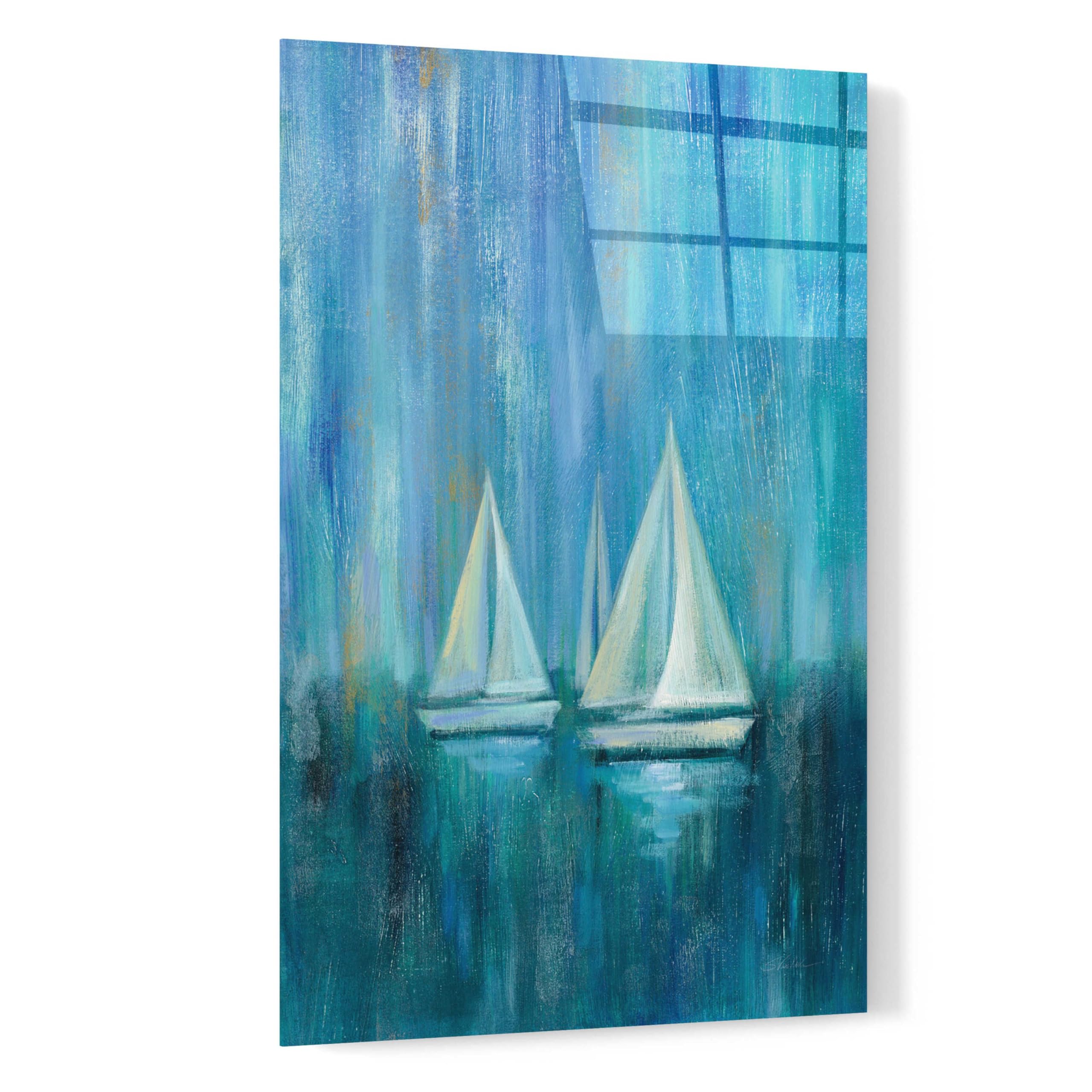 Epic Art 'Sailboat Simplicity II' by Silvia Vassileva - 16x24 Inch Acrylic Glass Wall Decor - Modern Nautical Painting for Living Room, Bedroom & Office