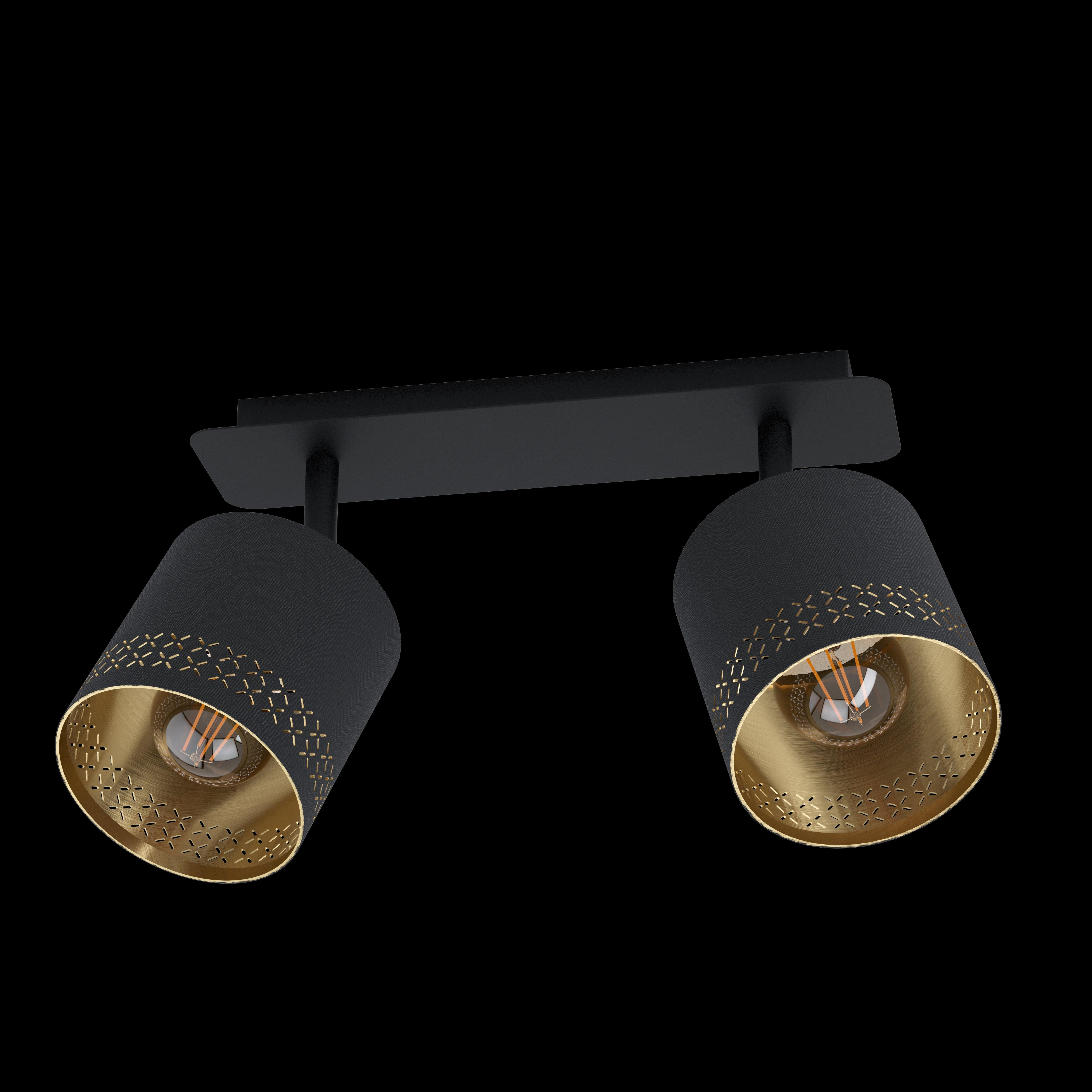 Eglo Esteperra 2-Light Black & Gold Spotlight Bar - Modern Wall Sconce for Living Room, Bedroom, and Hallway Lighting