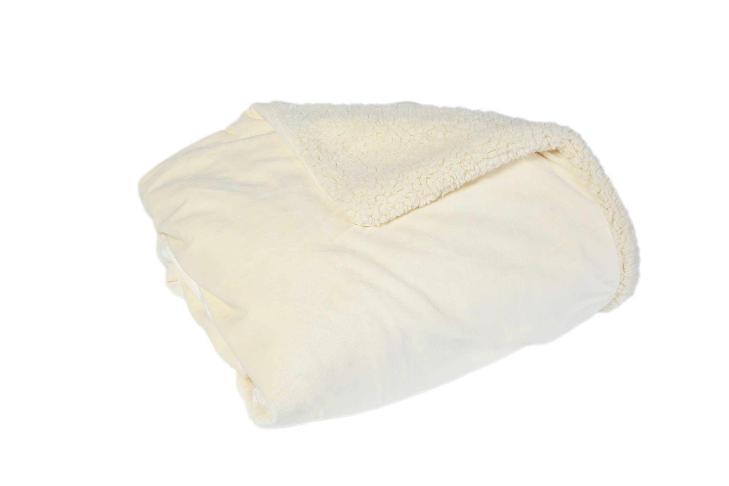Soft Plush Sherpa Throw Blanket - Ultra Cozy Cream Fleece Blanket for Couch, Bed & Travel - Warm Winter Blanket for Home, Office & Gifts