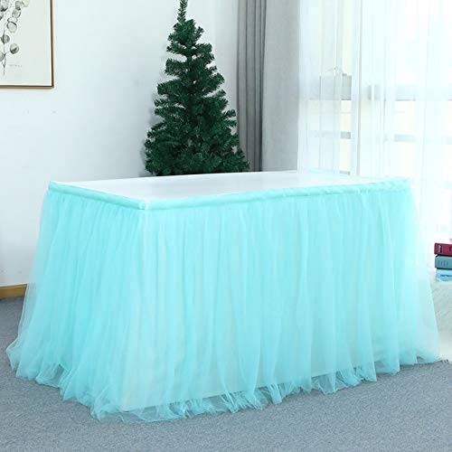 Premium Tulle Table Skirt for Weddings, Birthdays & Baby Showers - 450x76cm Rectangle Table Decoration Skirt (Green) - Perfect for Banquets, Party Decor & Event Styling