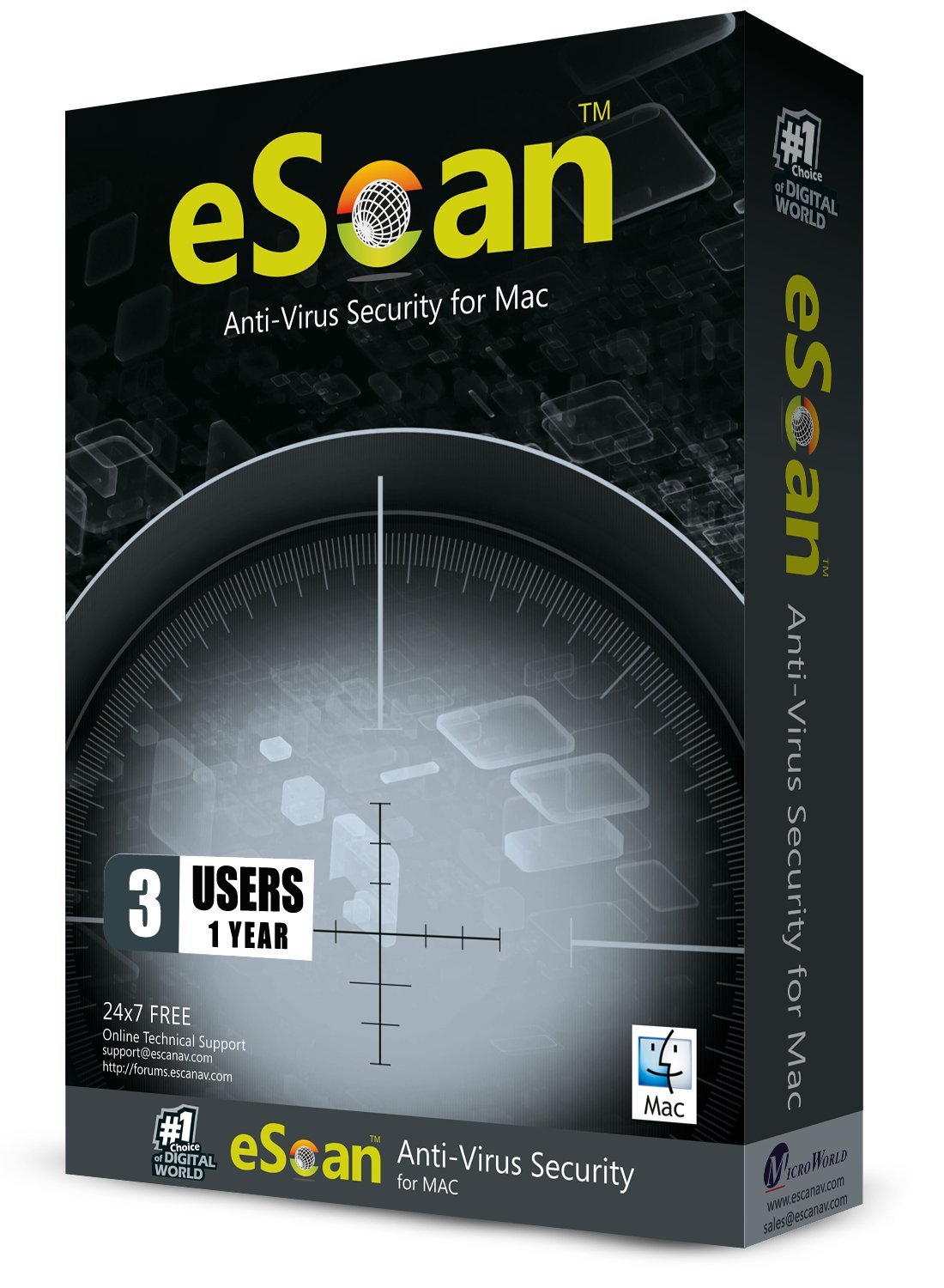 eScan Anti-Virus Security Software for Mac - 3 Users, 1 Year Subscription | Protect Your MacBook, iMac from Viruses & Malware | Home & Office Use