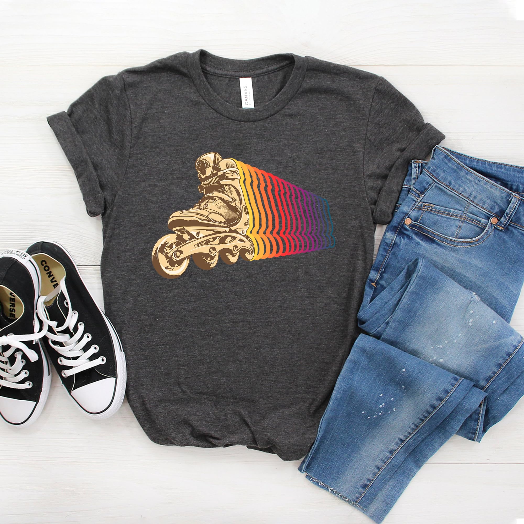Vintage 70s Roller Skating Shirt - Retro Roller Derby & Rollerblader Tee - Softstyle Unisex T-Shirt for Skaters - Perfect Gift for Roller Skate Enthusiasts & 70s Fashion Lovers