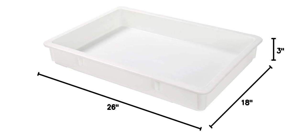 Restaurantware 26 x 18 x 3 Inch Stackable White Plastic Proofing Boxes - Set of 10 Rectangle Dough Boxes with Durable Lids (Sold Separately) | Dishwasher-Safe Pizza Dough Proofing Containers for Bakeries, Pizzerias & Commercial Kitchens