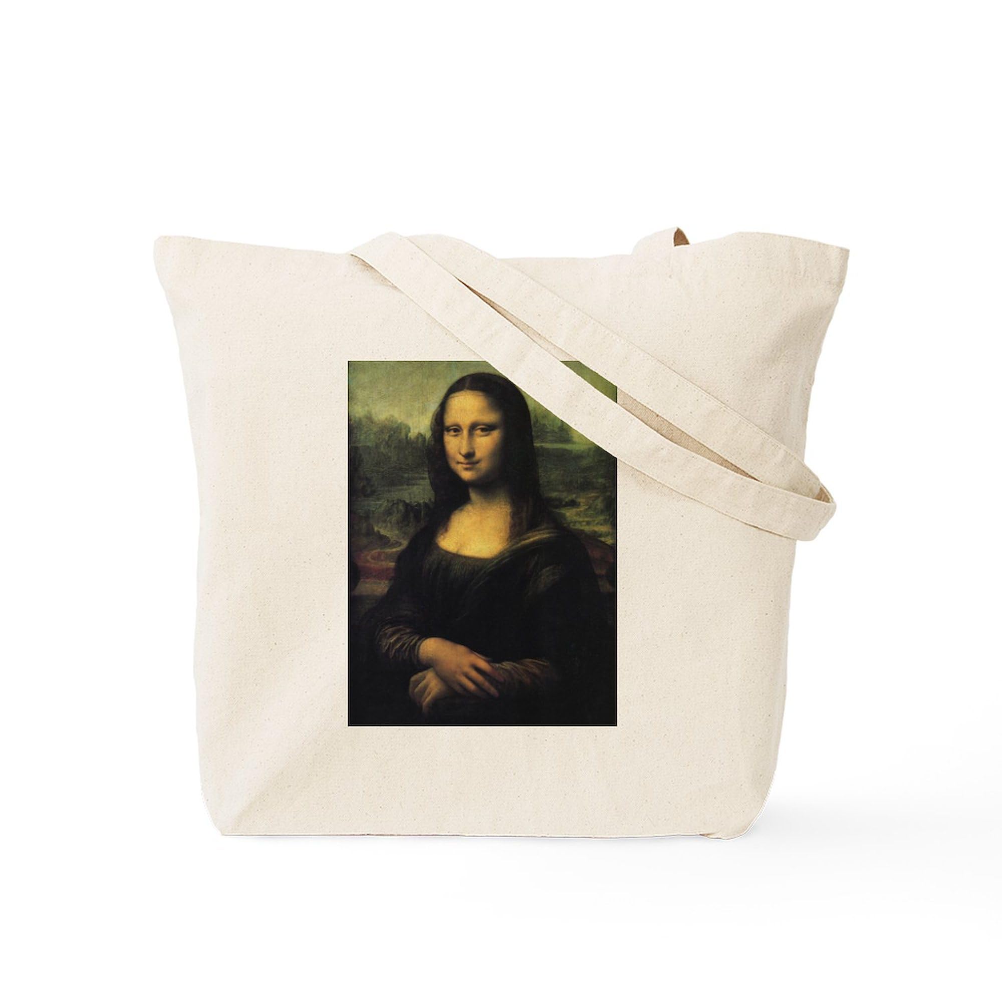 Mona Lisa Tote Bag - Natural Canvas Reusable Shopping Bag for Women & Men | Eco-Friendly Grocery Tote for Work, Beach & Daily Use
