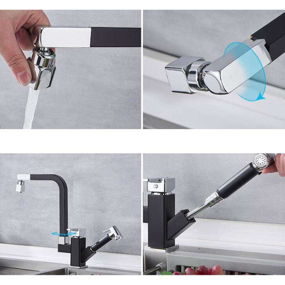 High-Quality Pull-Out Sprayer Kitchen Faucet with Hot & Cold Water - 360° Rotating Stainless Steel Sink Faucet for Modern Kitchens - Perfect for Cooking, Washing Dishes & Food Prep