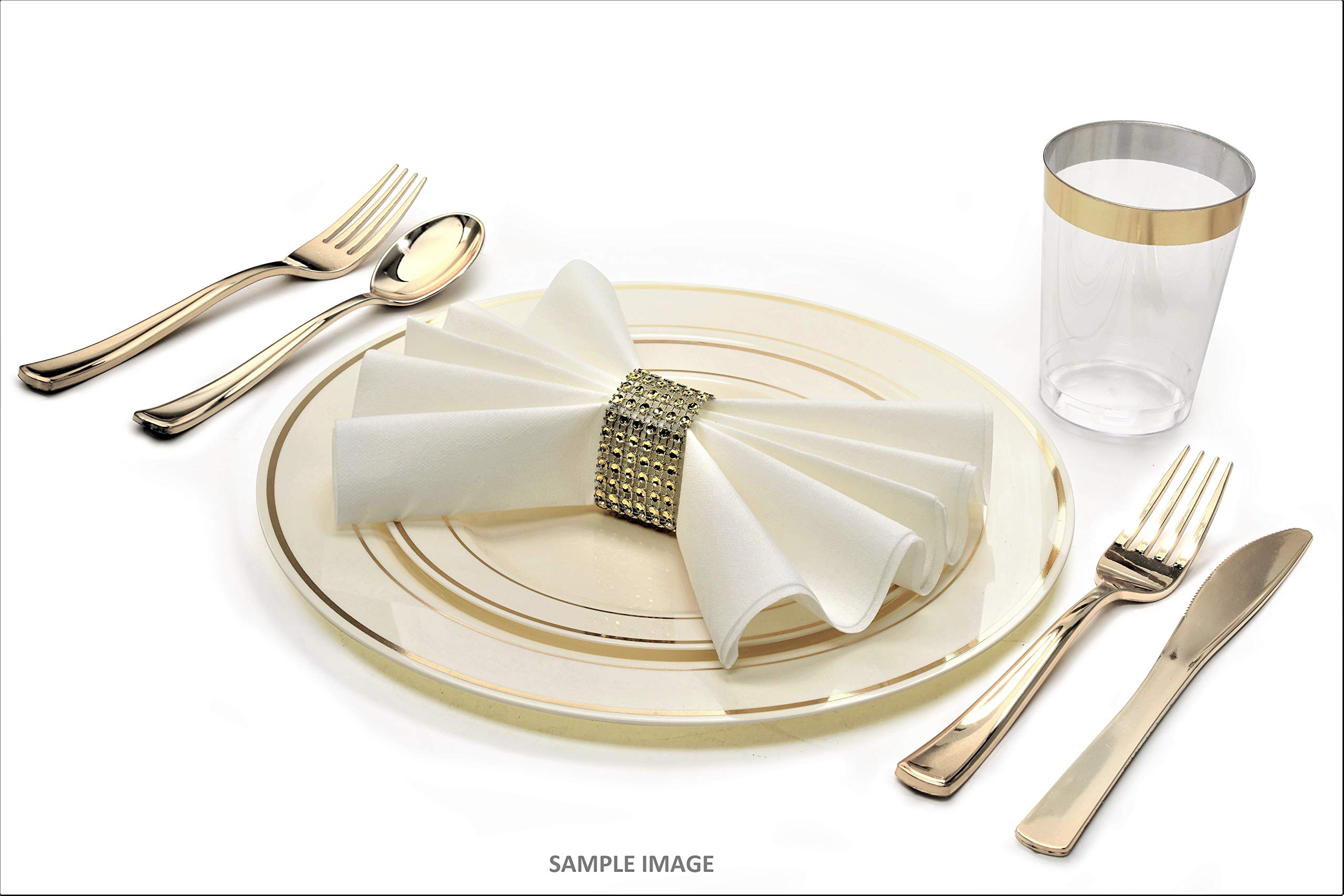360-Piece Wedding Disposable Plastic Plate & Silverware Set (60 Guests) - 10.5