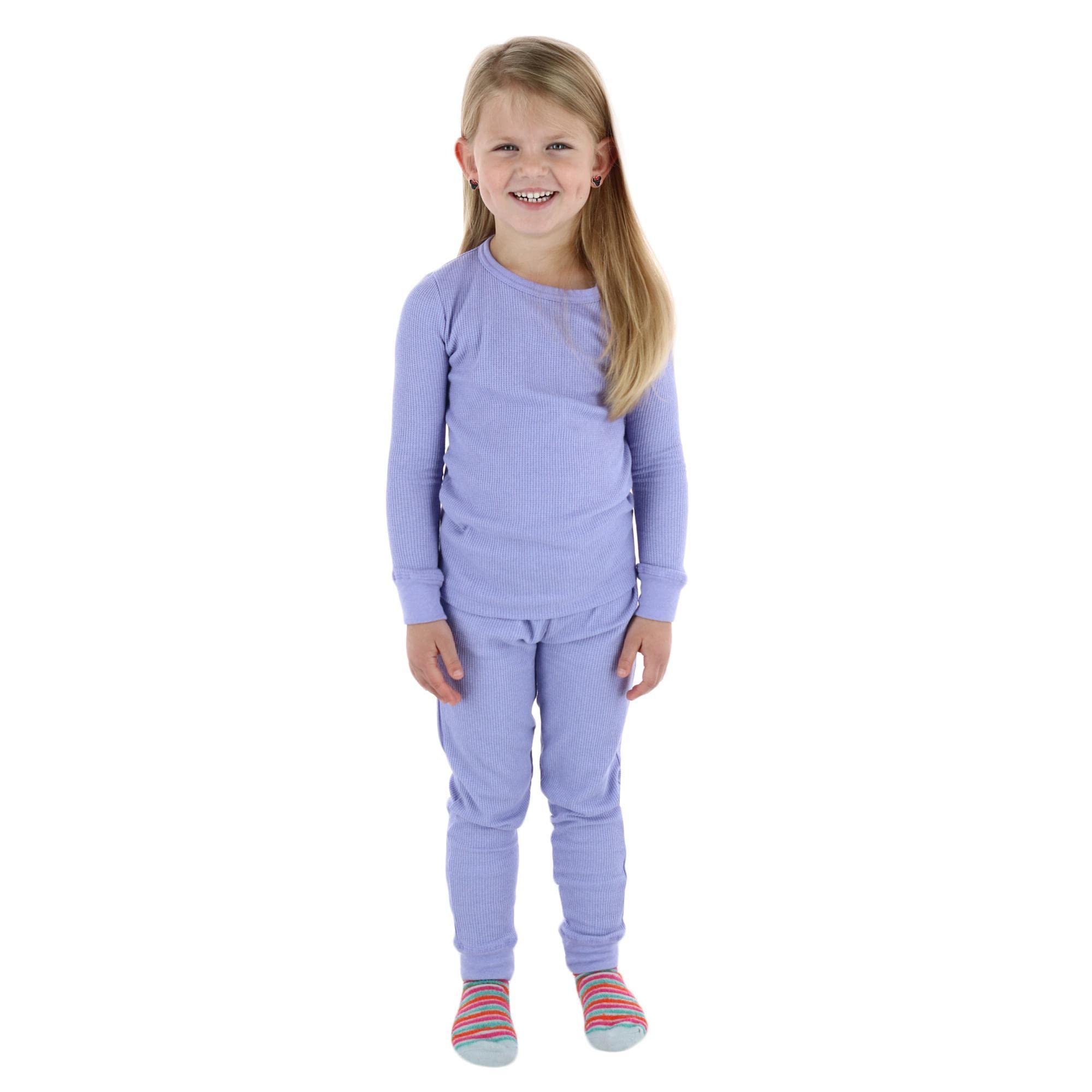 Rene Rofe Girls' Waffle Thermal Long Underwear Set - 2-Piece Fleece-Lined Base Layer for Cold Weather | Perfect for Winter Sports, Snow Play & Outdoor Activities
