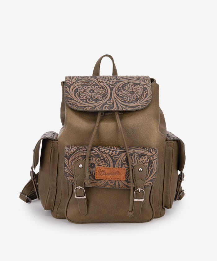 Wrangler Floral Tooled Concealed Carry Backpack for Women & Men - Tactical EDC Hiking Daypack with Hidden Gun Pocket - Perfect for Outdoor Adventures, Travel & Everyday Use