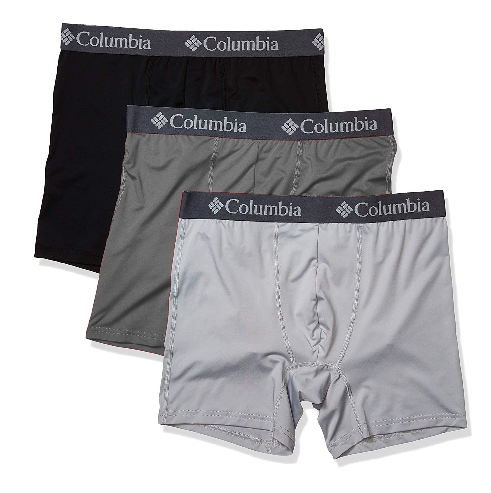 Columbia Men's Breathable Mesh Boxer Briefs 3-Pack - Comfortable Underwear for Active Lifestyles (Grey/Black, Size Large) - Perfect for Gym, Workout & Everyday Wear
