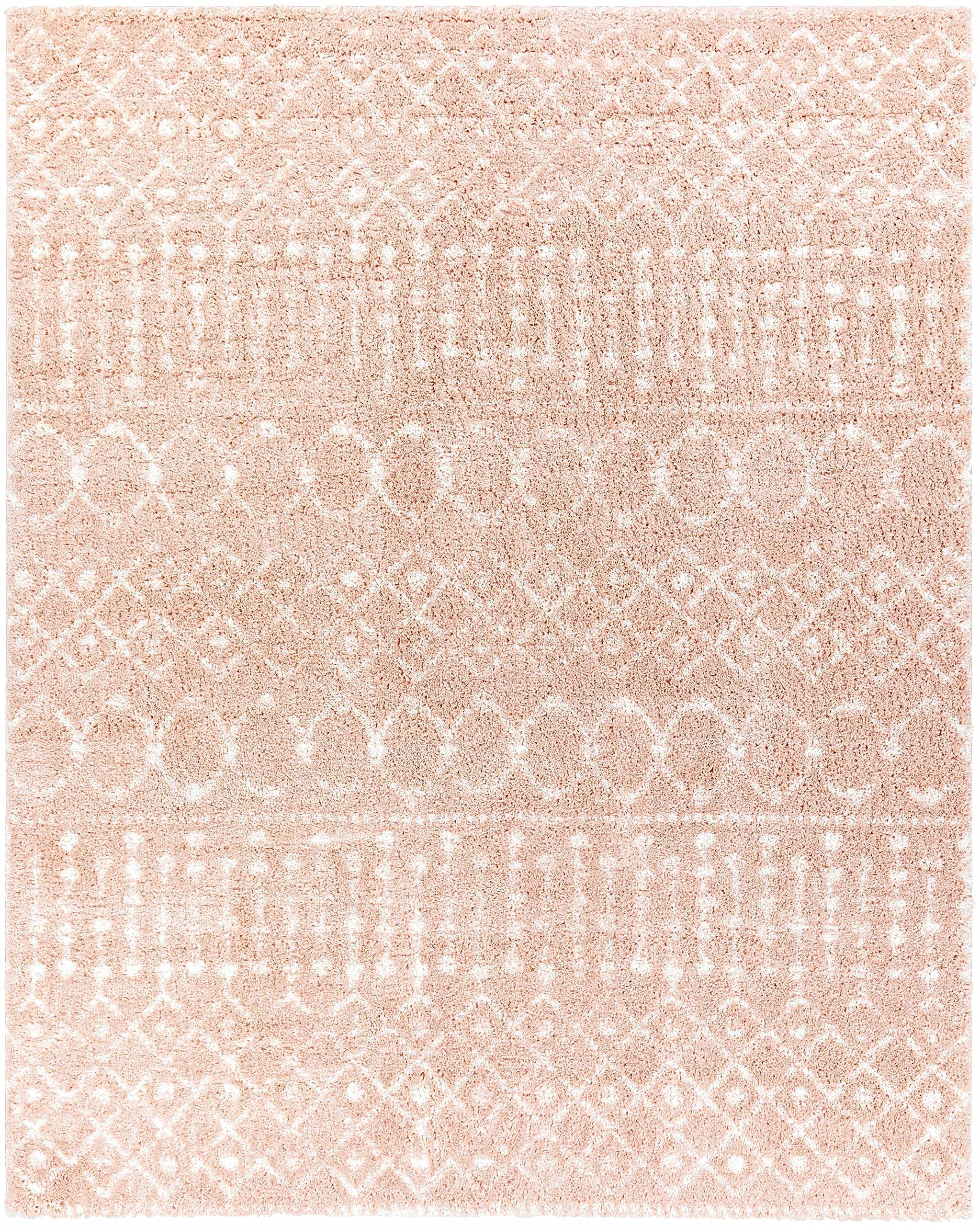 Luxury Hauteloom Plush Pile Area Rug for Living Room & Bedroom - Soft Pink & Beige - 7'10