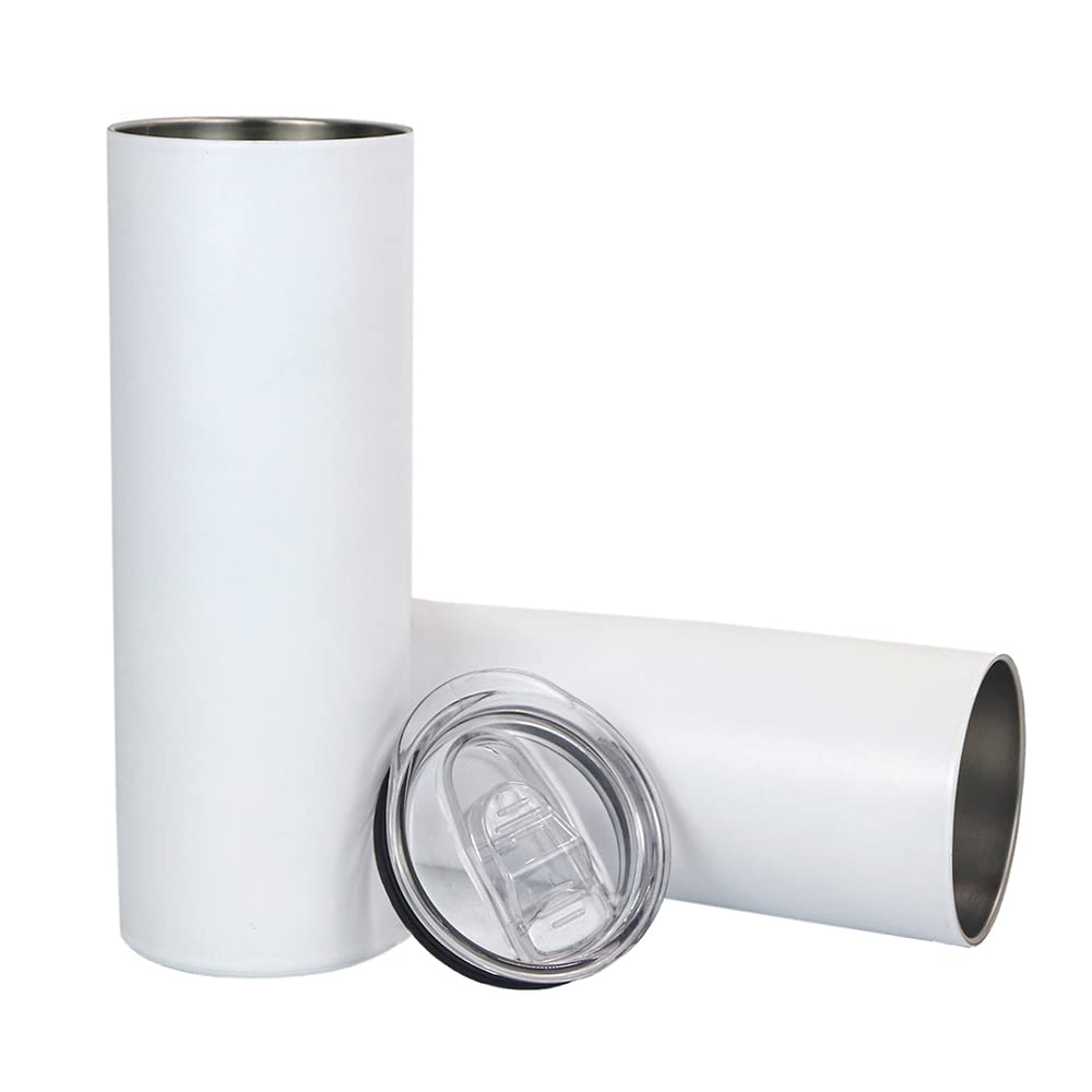 25pcs 20oz Matte Taperless Sublimation Blank Skinny Tumblers - Stainless Steel Insulated Water Bottles for Heat Press Transfer Printing - Travel Cups with Sealed Lid & Straw - Perfect for DIY Crafts, Gifts, and Outdoor Activities - US Stock
