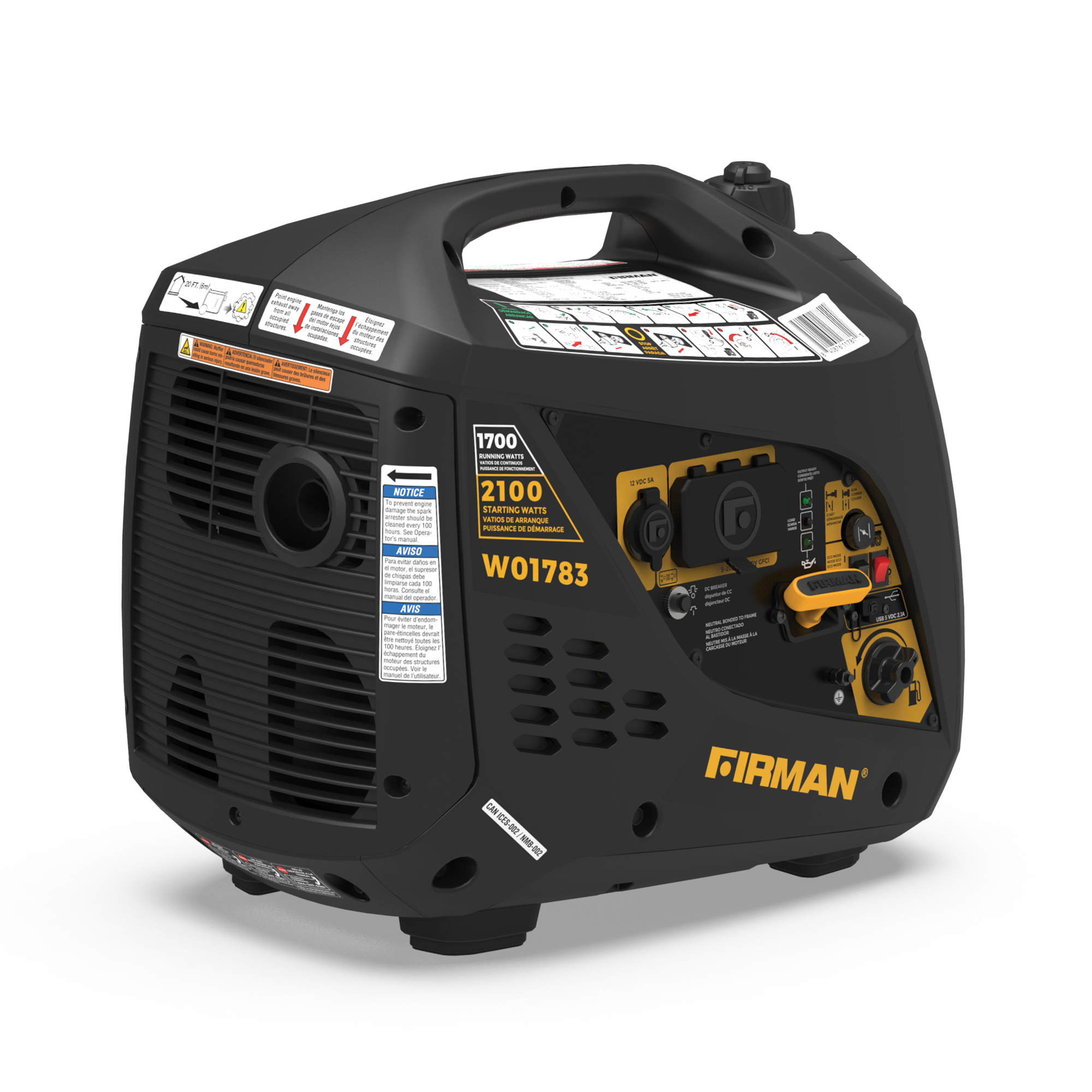 2100W Portable Inverter Generator with Recoil Start - Quiet, Lightweight Power for Camping, RV Trips & Emergency Backup