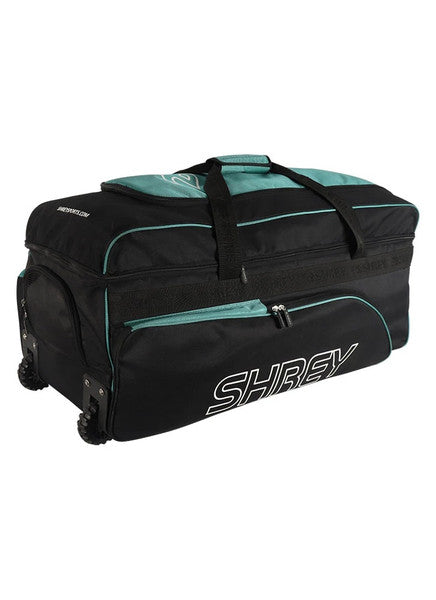 Shrey Match Wheelie Bag - Black & Green Rolling Luggage for Travel & Business Trips - Durable Spinner Suitcase with Smooth Wheels