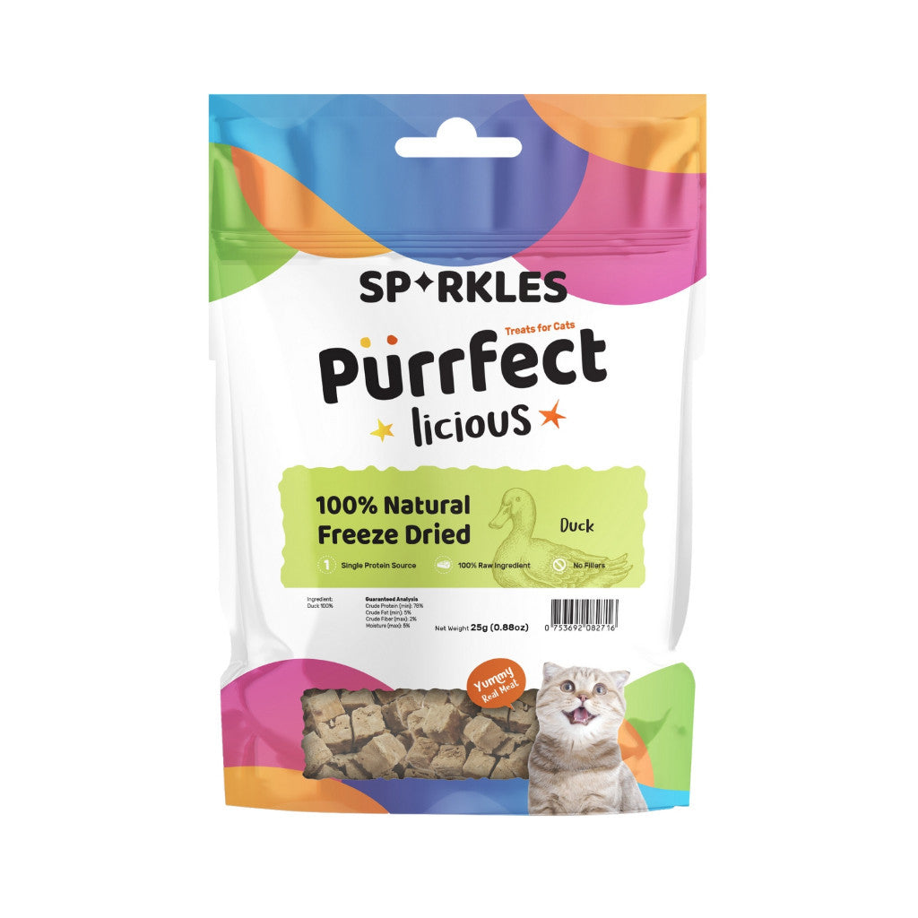Sparkles Purrfectlicious Cat Treats - Crunchy & Creamy Bites with 12 Real Meat Flavors | Natural Freeze-Dried Meaty Snacks for Cats | Perfect for Training, Rewards & Bonding with Your Feline Friend