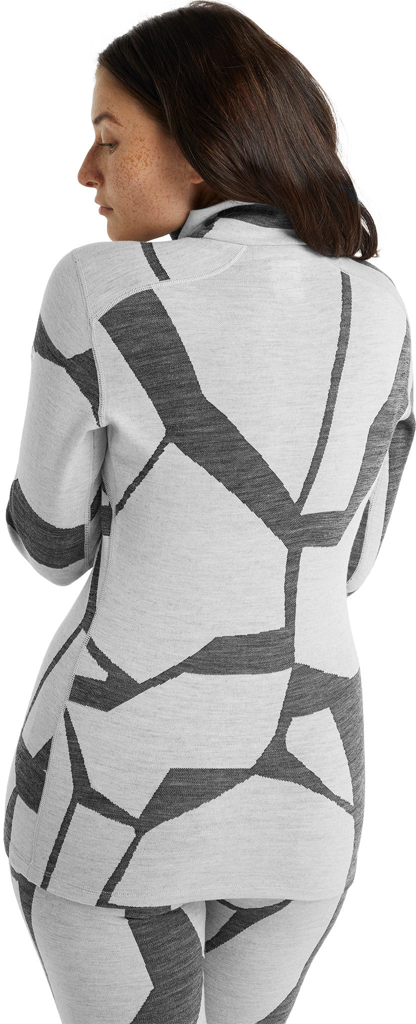 250 Vertex Fractured Landscapes Long Sleeve Half Zip Base Layer for Women - Thermal Underwear for Hiking, Skiing & Outdoor Activities