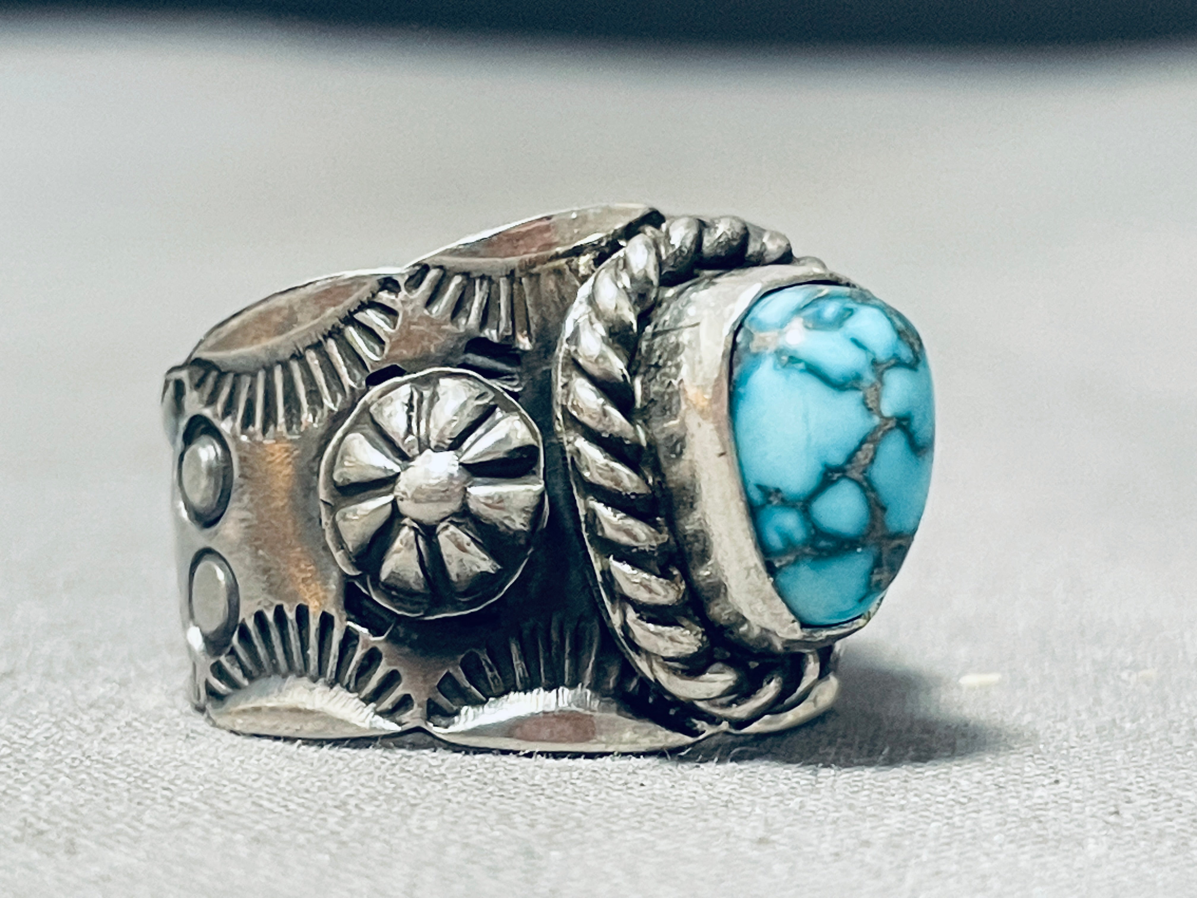 Authentic Navajo Sterling Silver Ring with Blue Turquoise - Handcrafted Native American Jewelry for Women - Perfect for Boho, Western & Everyday Wear