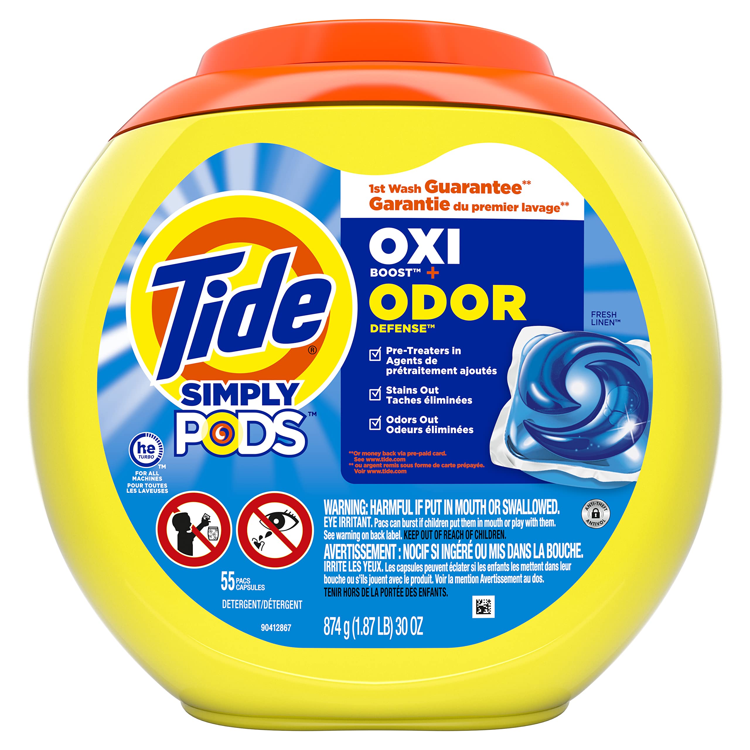 Tide Simply Pods Odor Rescue Liquid Laundry Detergent Pacs - 55 Count | 3-in-1 Powerful Laundry Detergent with Fresh Scent | Removes Tough Odors & Stains | Perfect for Gym Clothes, Workout Gear & Activewear