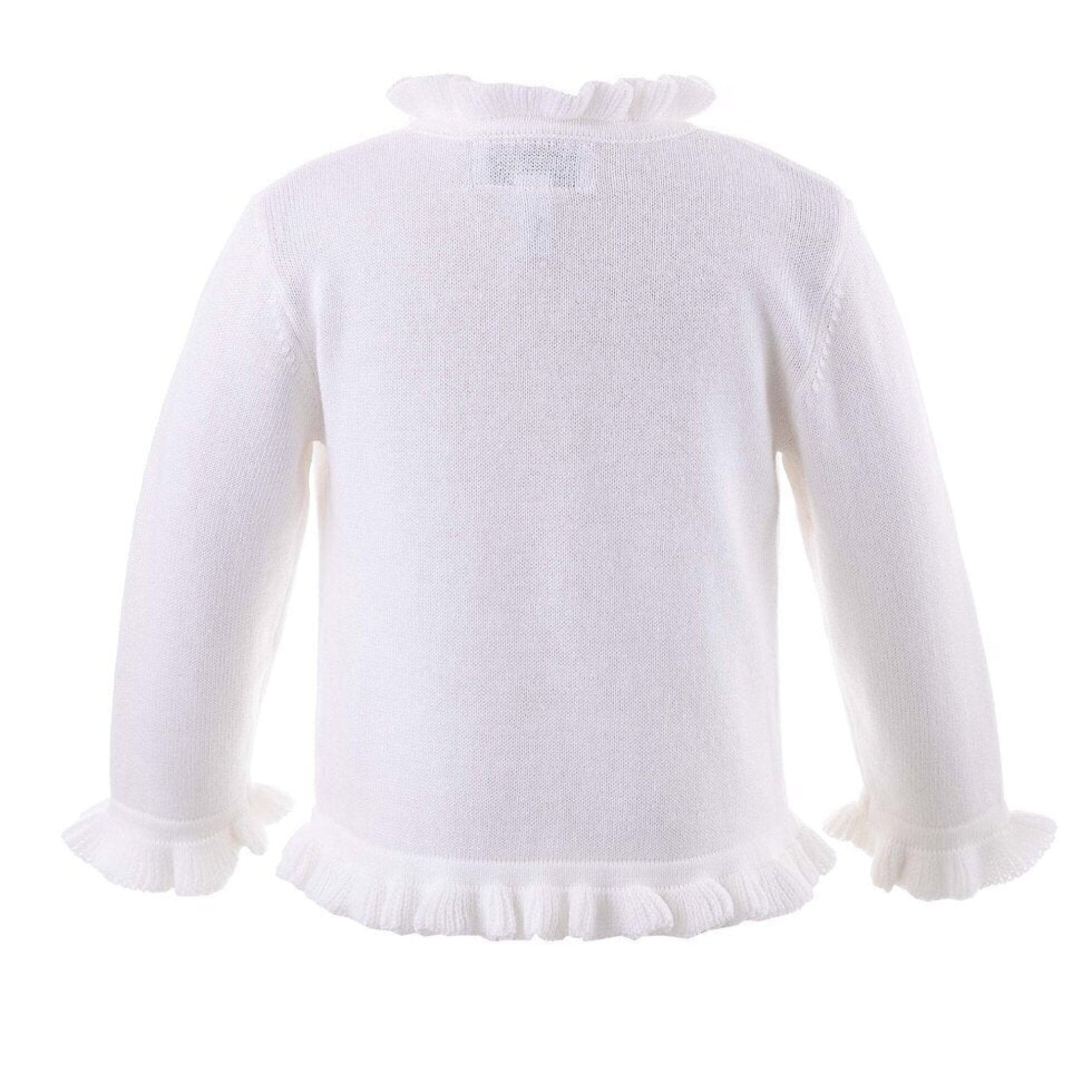 Ivory Baby Cardigan with Frill Details - Soft & Comfortable Knitwear for Newborns & Toddlers - Perfect for Photos, Parties & Special Occasions