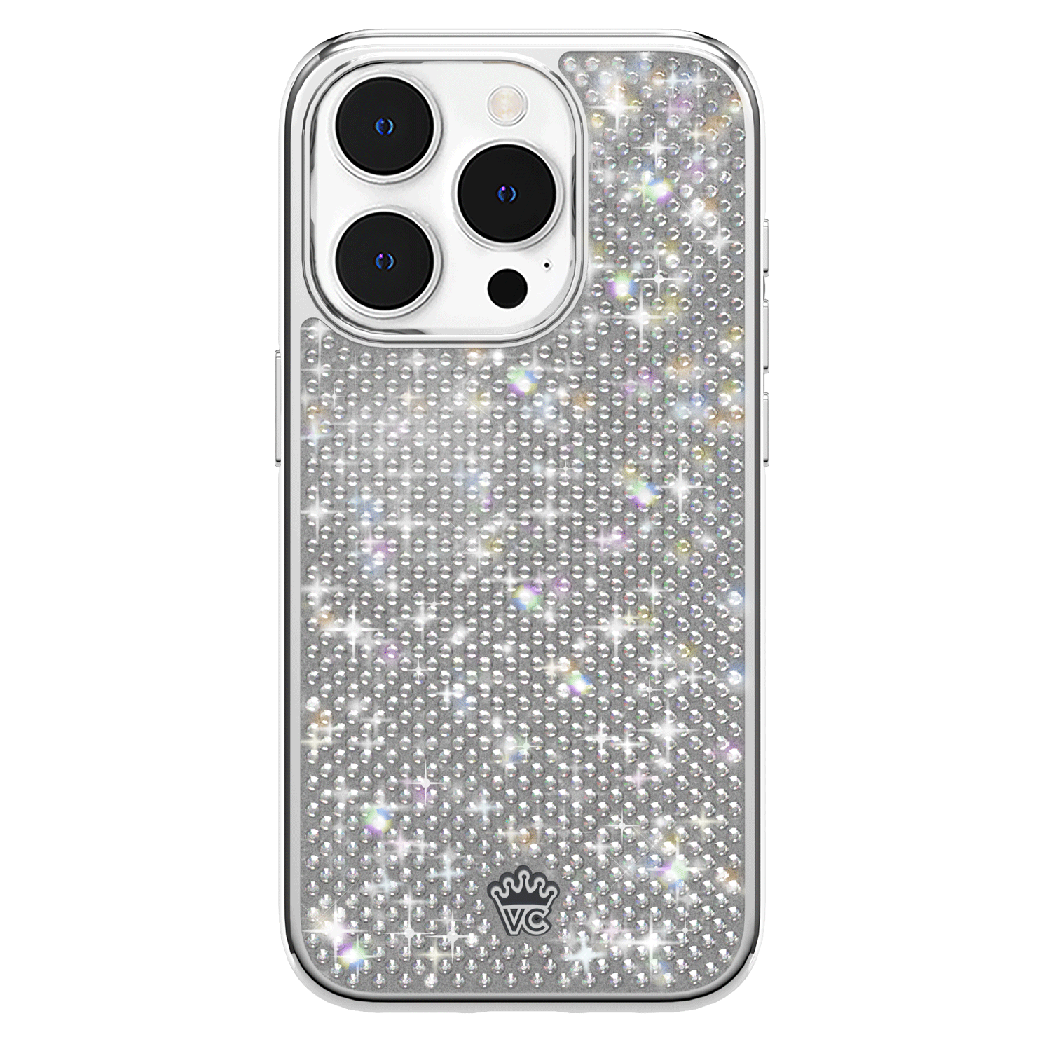 Luxury Chrome Caviar Crystals iPhone Case - Elegant Protective Cover for iPhone 13/14/15 Pro Max - Sparkling Rhinestone Design for Women & Girls - Perfect for Parties, Weddings & Special Occasions
