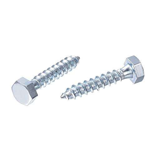 Hex Lag Screws M6 x 30mm Zinc Plated Self-Tapping Bolts for Wood - 25Pcs - DIY Furniture & Decking