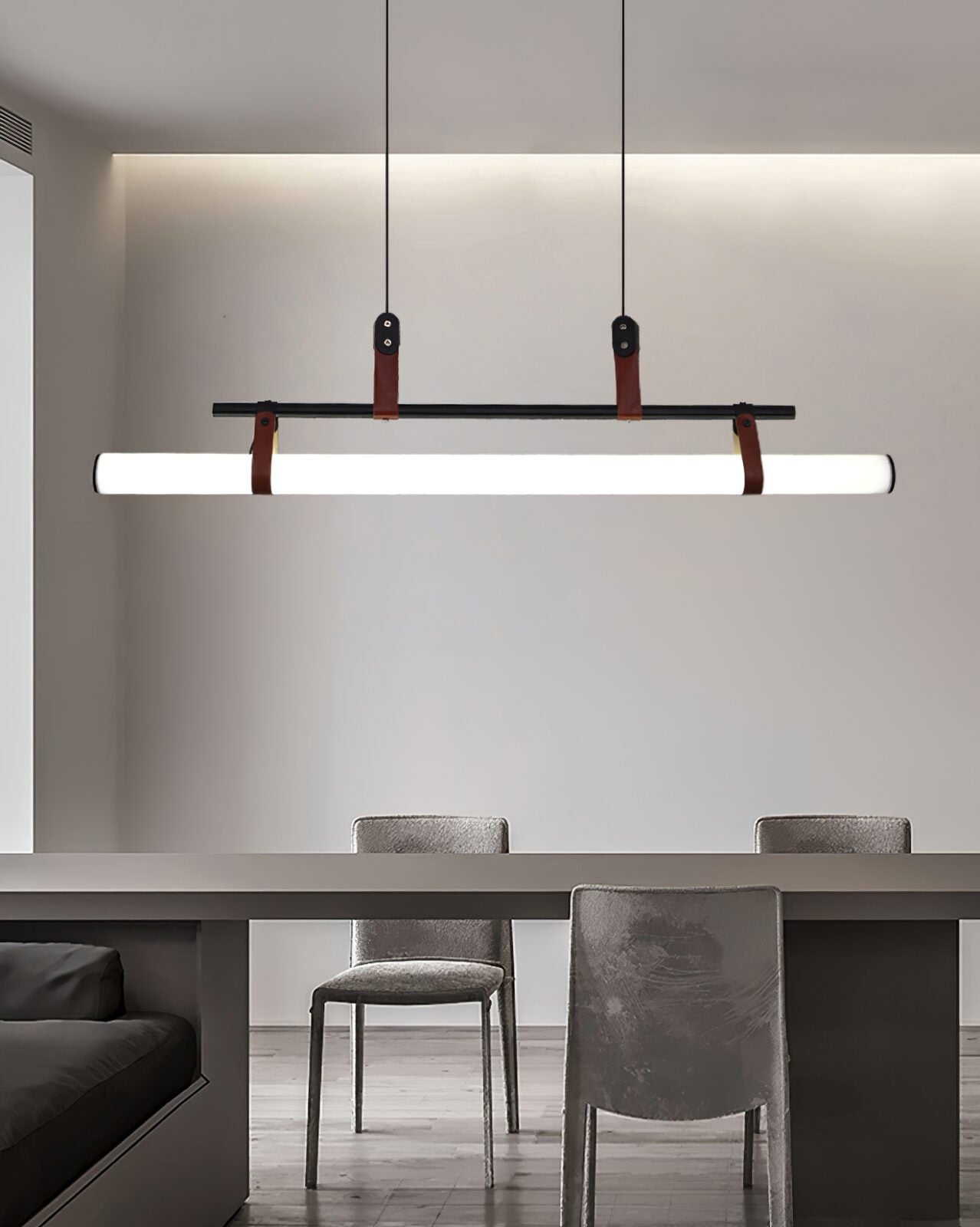 Modern Eden Linear Pendant Light - Sleek Minimalist Hanging Fixture for Kitchen Island, Dining Room & Bedroom Lighting - Adjustable LED Chandelier for Contemporary Home Decor