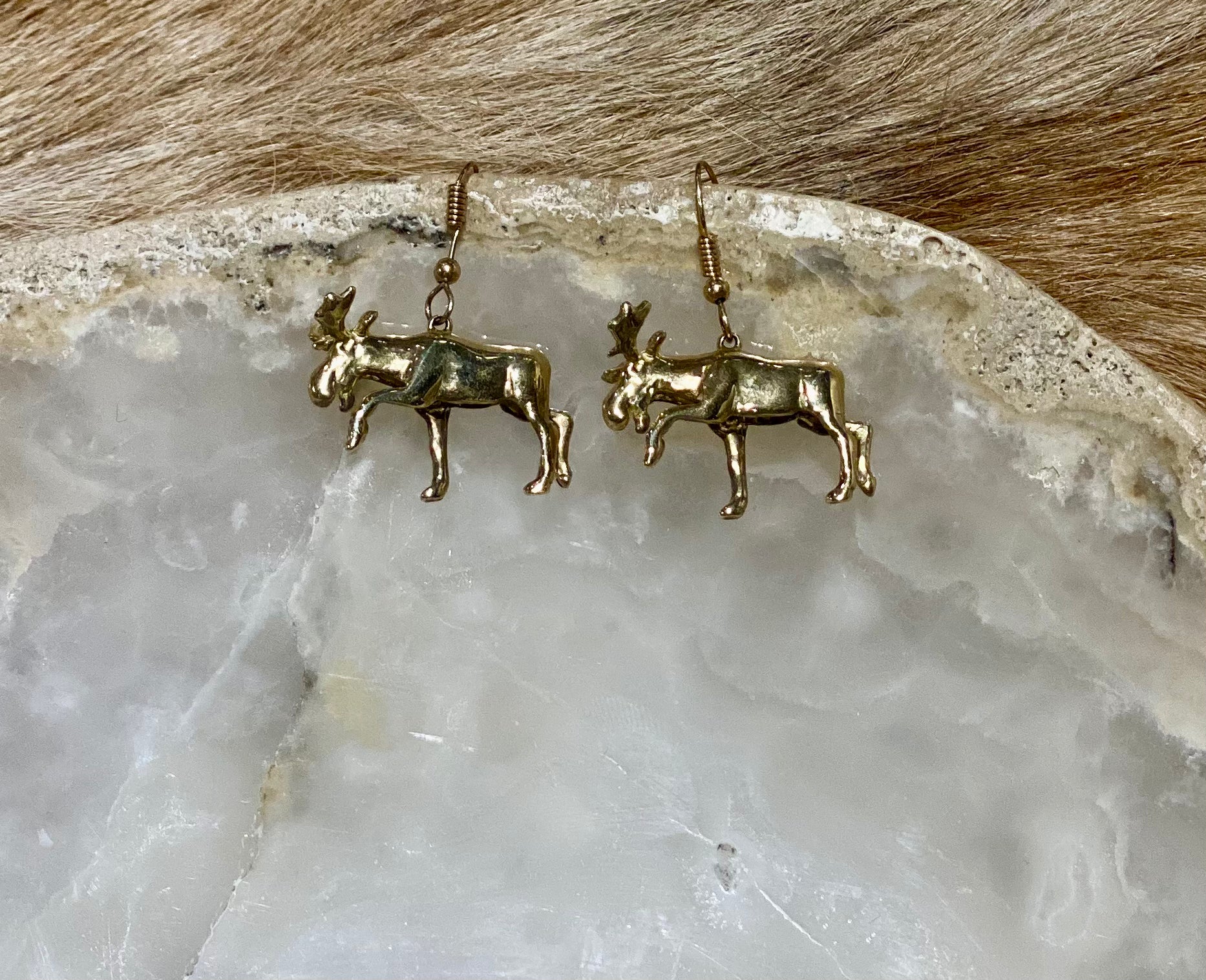 24K Gold Moose Earrings for Women - Elegant Animal Jewelry Gift for Christmas, Birthday & Party - Perfect for Outdoor Adventures & Nature Lovers