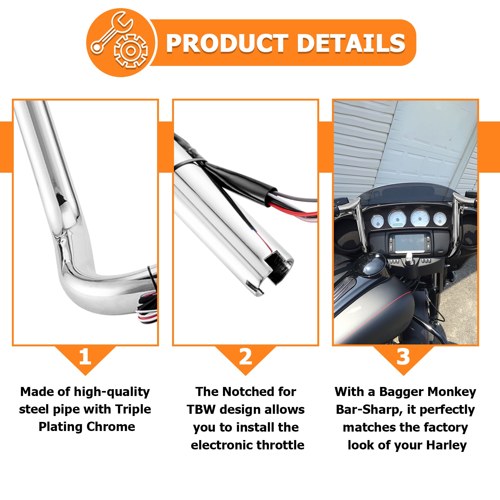 2014-2023 Harley-Davidson Touring Street Glide CVO Electra Glide Chrome 14 Pre-Wired Bagger Handlebar - Upgrade for Comfort & Style on Long Rides