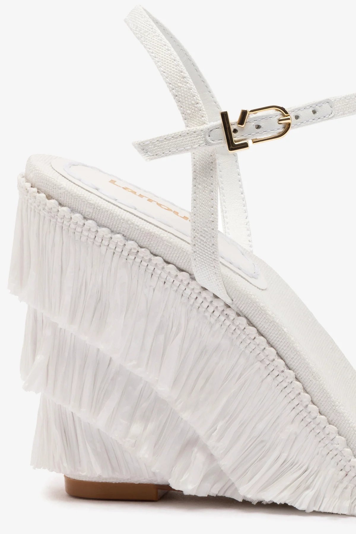 Yves Fringe Wedge Sandals in White Raffia - Stylish Summer Beach Shoes for Women | Perfect for Vacations, Weddings & Outdoor Parties